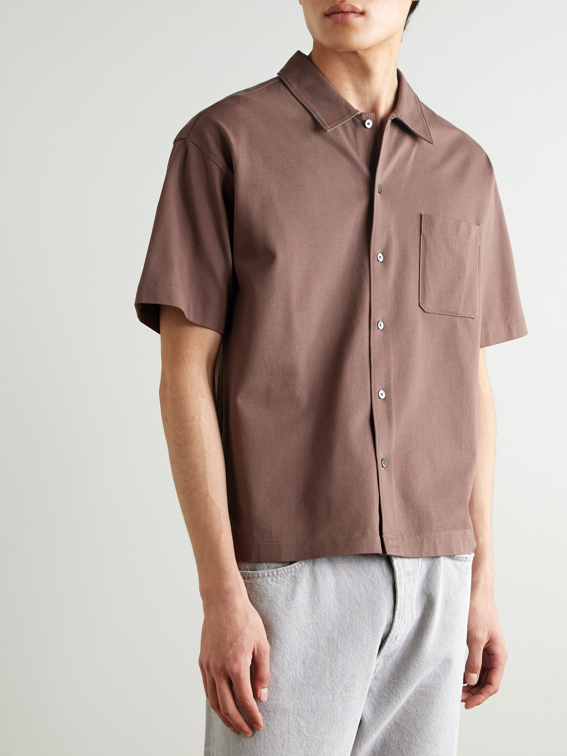 Frame Cotton-piqué Shirt In Brown