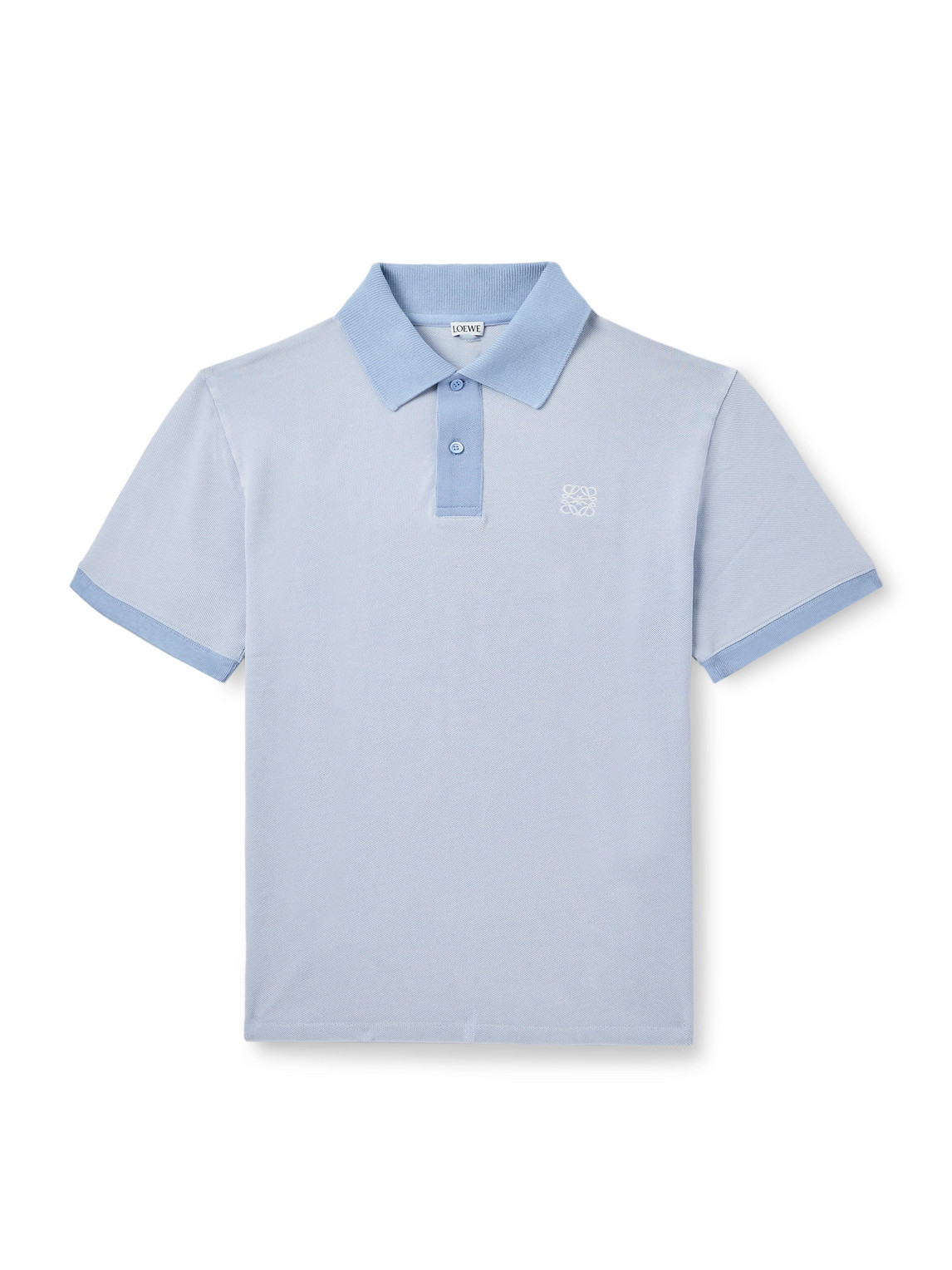 Loewe Cotton Polo Shirt With Anagram Embroidery In Blue