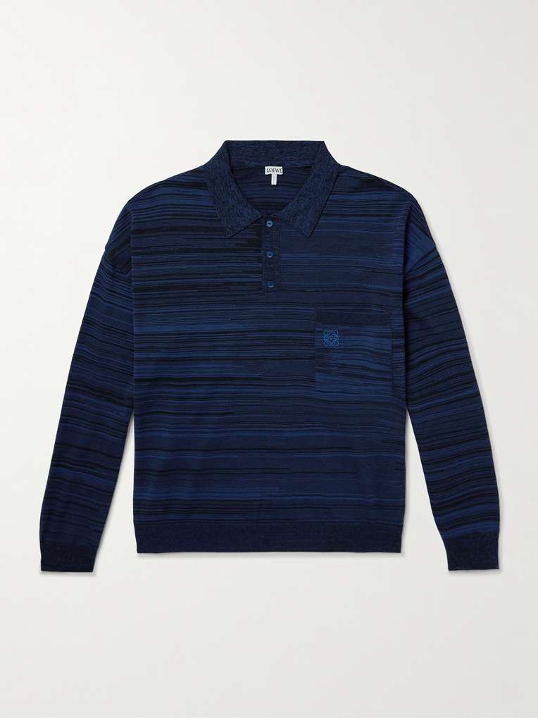 Loewe — Logo-Embroidered Space-Dyed Wool Polo Sweater