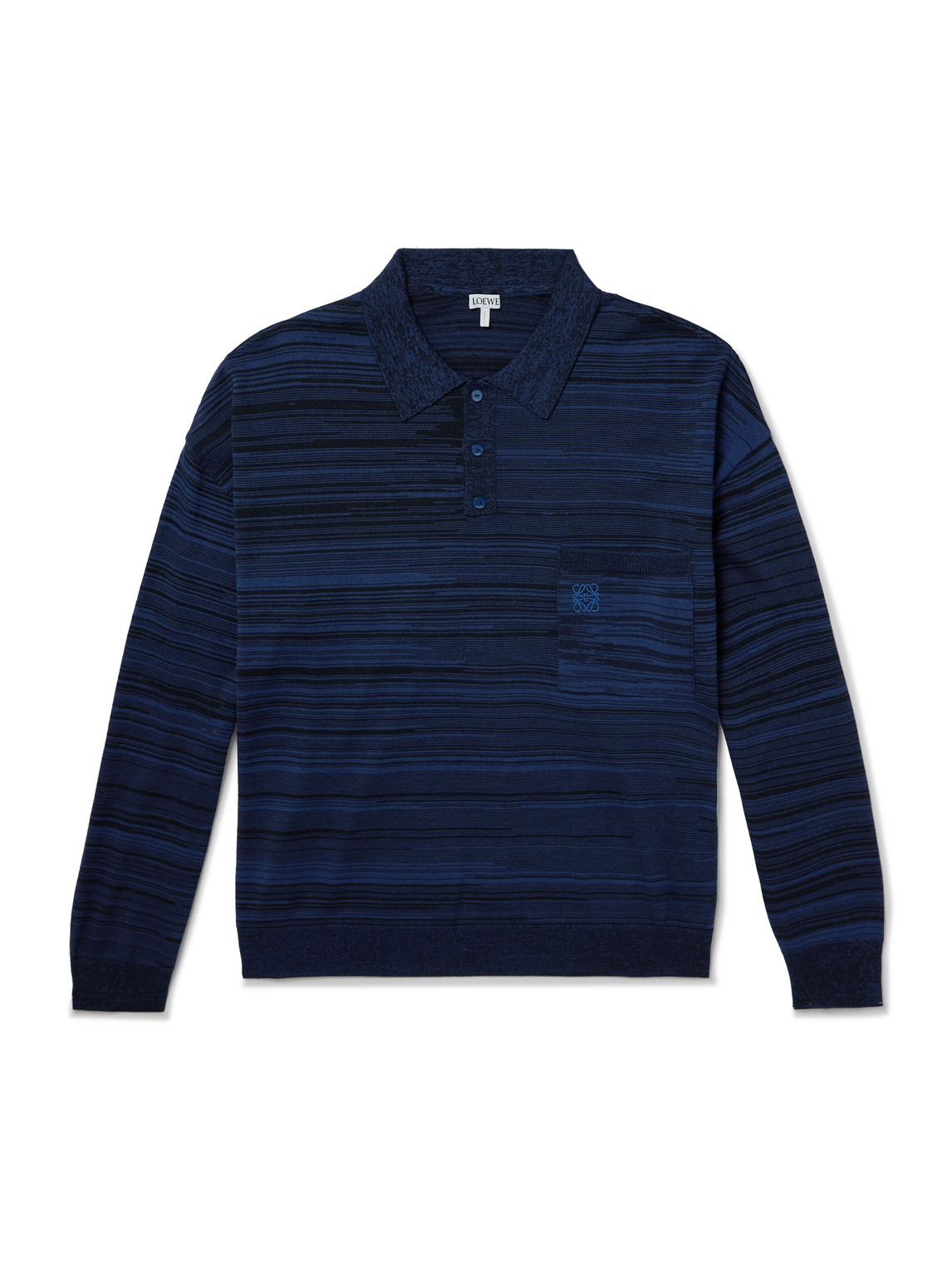 Logo-Embroidered Space-Dyed Wool Polo Sweater