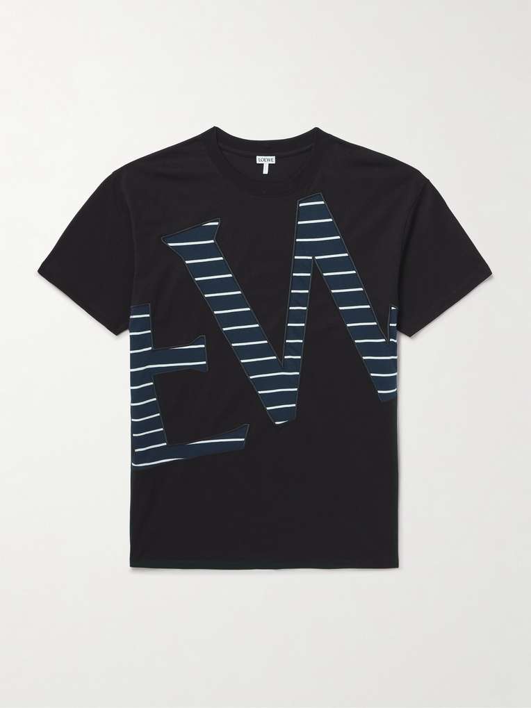 Loewe — Logo-Appliquéd Striped Cotton-Jersey T-Shirt
