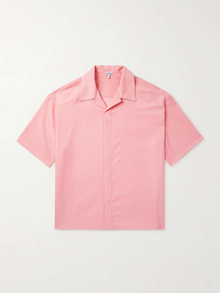 Loewe — Oversized Camp-Collar Logo-Embroidered Wool Shirt