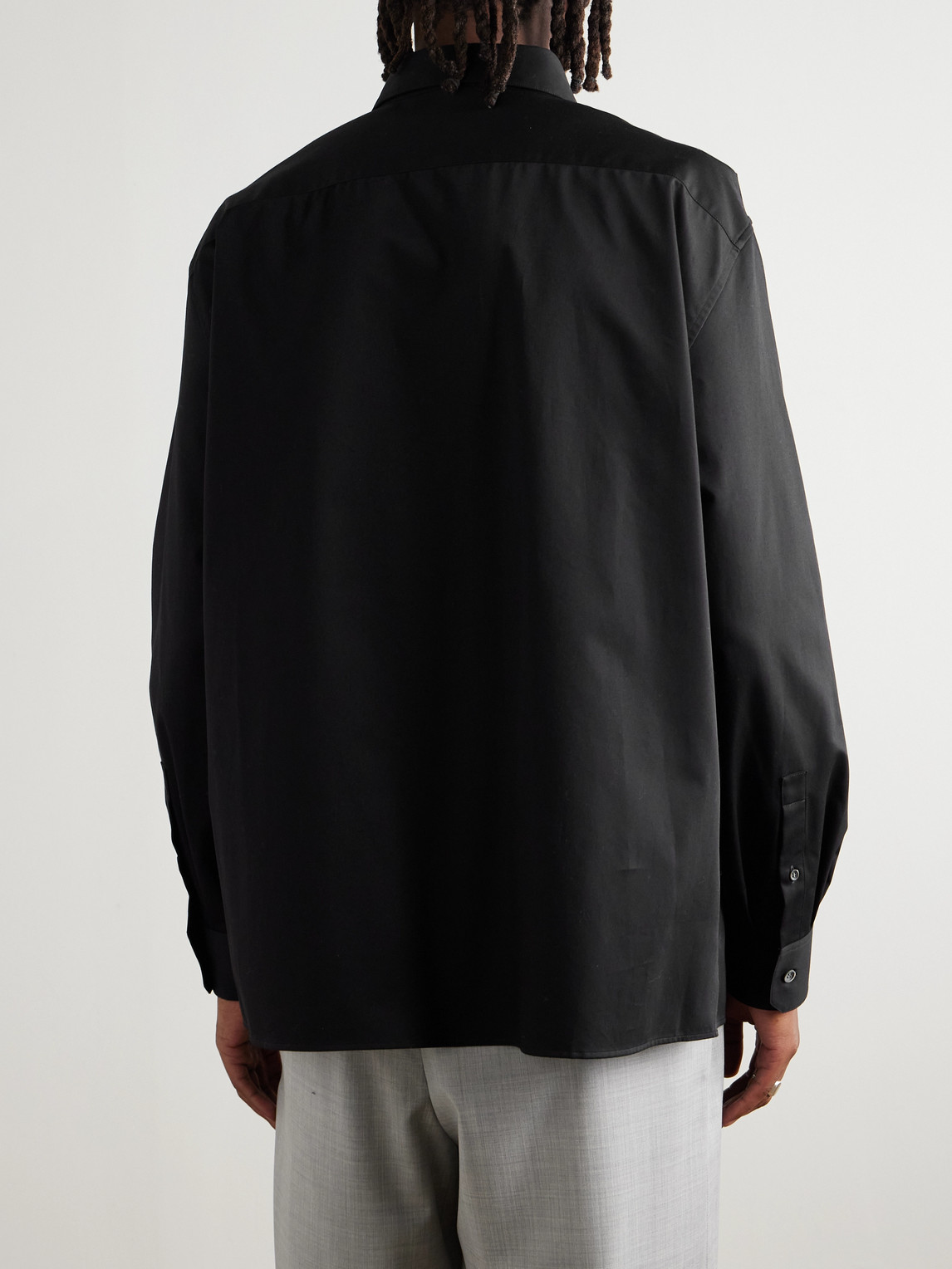 Loewe Anagram Logo-jacquard Cotton-twill Shirt In Black