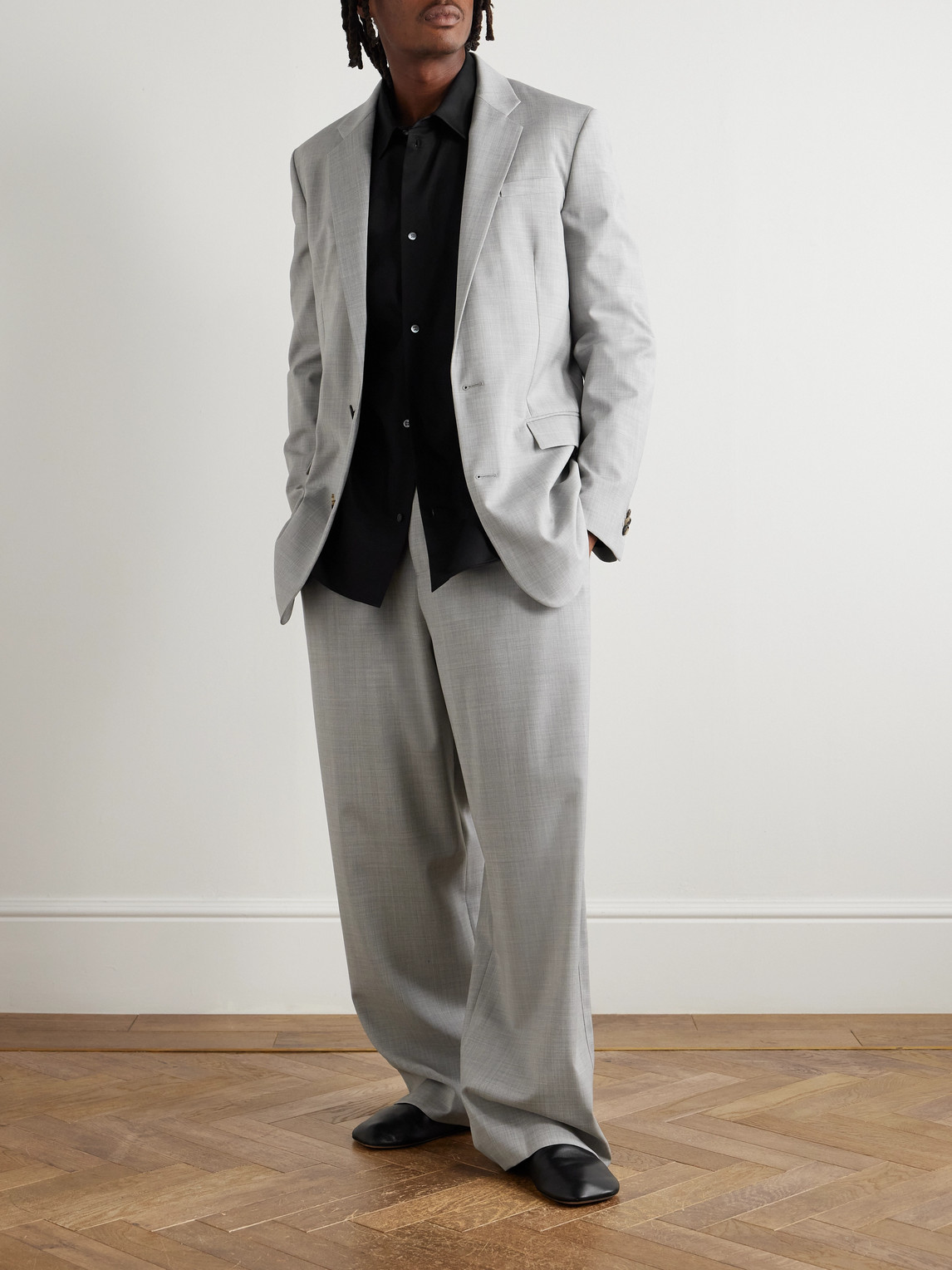 Loewe Anagram Logo-jacquard Cotton-twill Shirt In Black