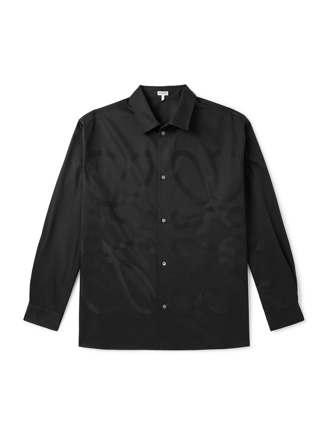Loewe Anagram Logo-jacquard Cotton-twill Shirt In Black