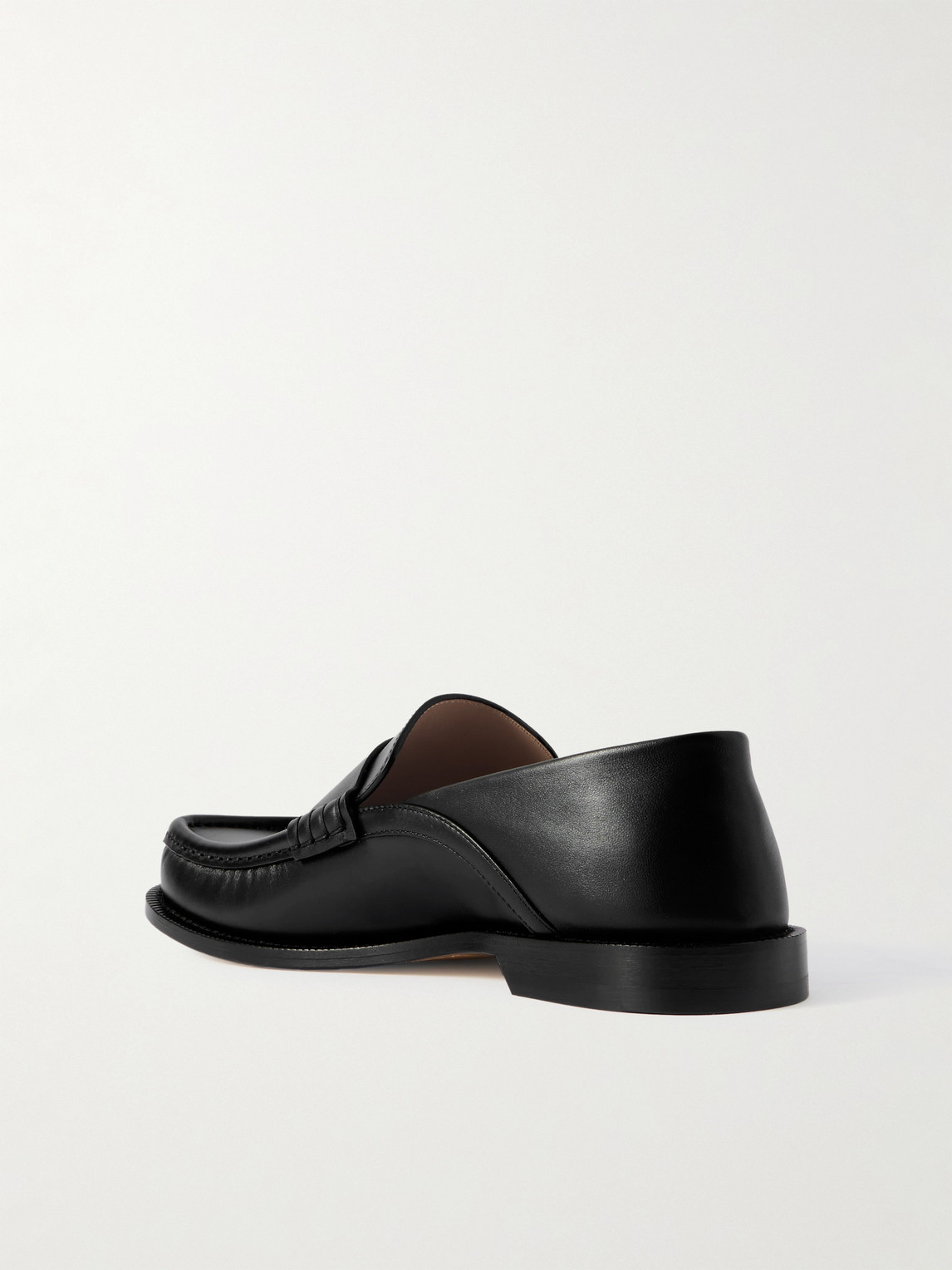 Loewe Penny Strap Round Toe Stitched Detailing Loafers In Black