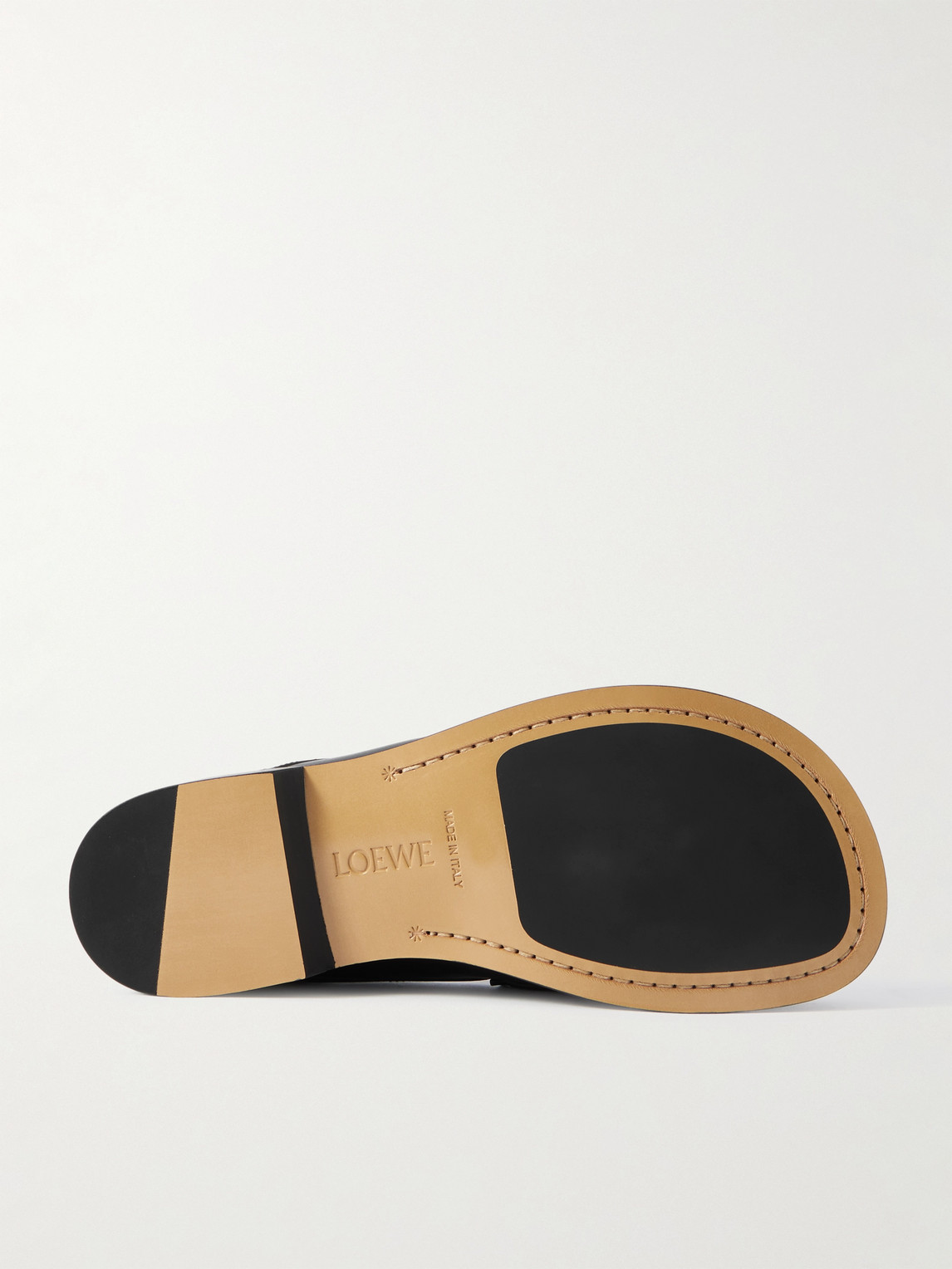 Loewe Penny Strap Round Toe Stitched Detailing Loafers In Black