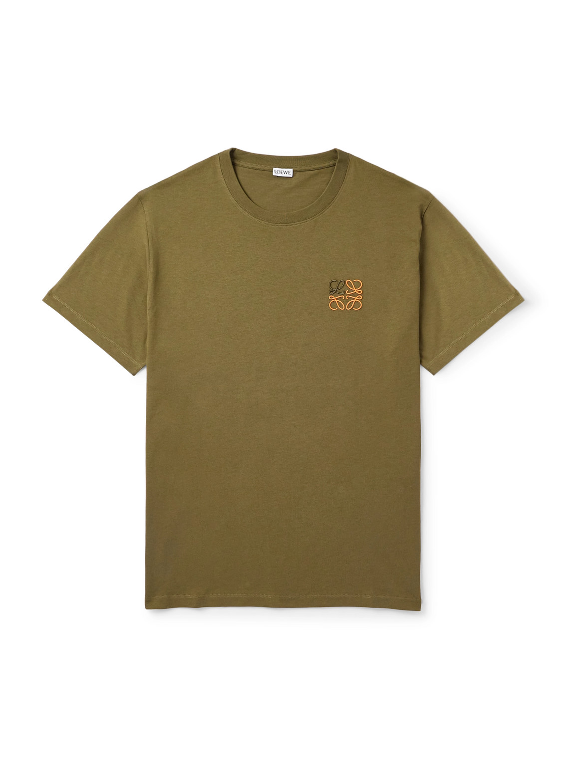 Loewe Slim-fit Logo-embroidered Cotton-jersey T-shirt In Green