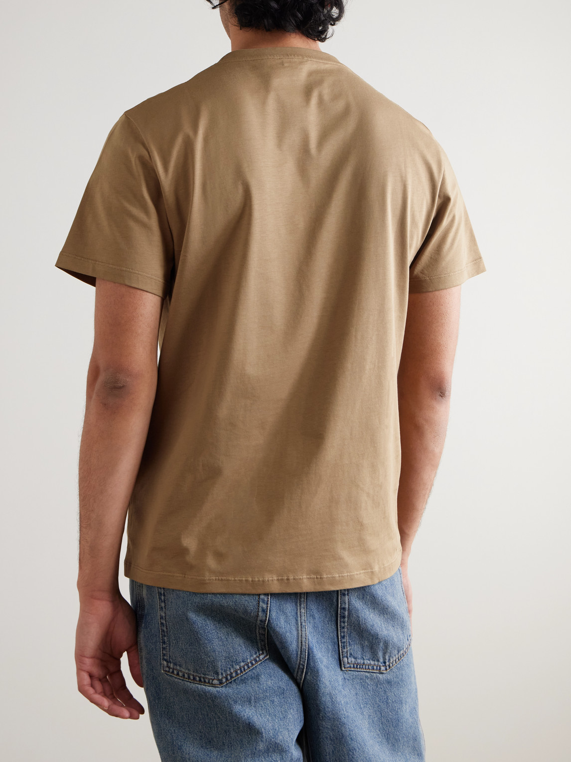 Loewe Slim-fit Logo-embroidered Cotton-jersey T-shirt In Brown