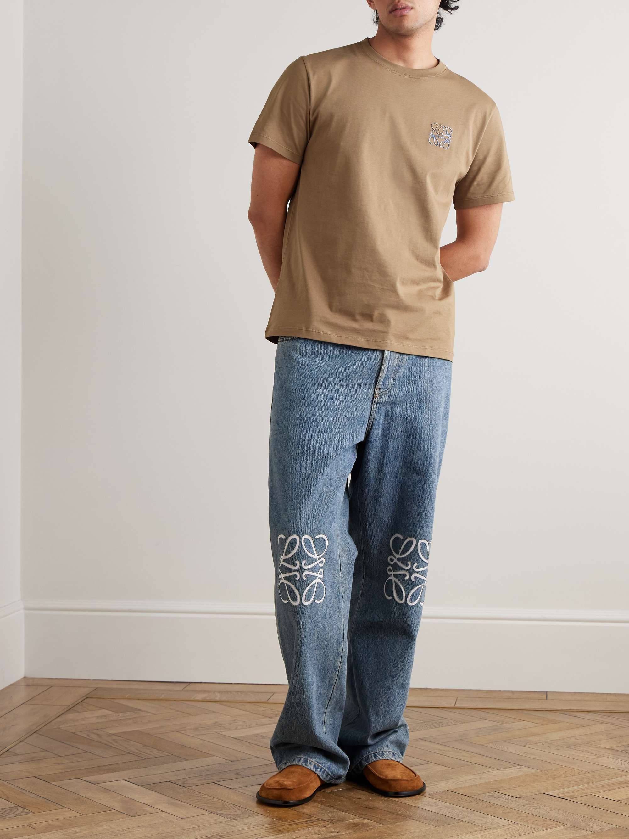 LOEWE T-Shirt aus Baumwoll-Jersey mit Logostickerei