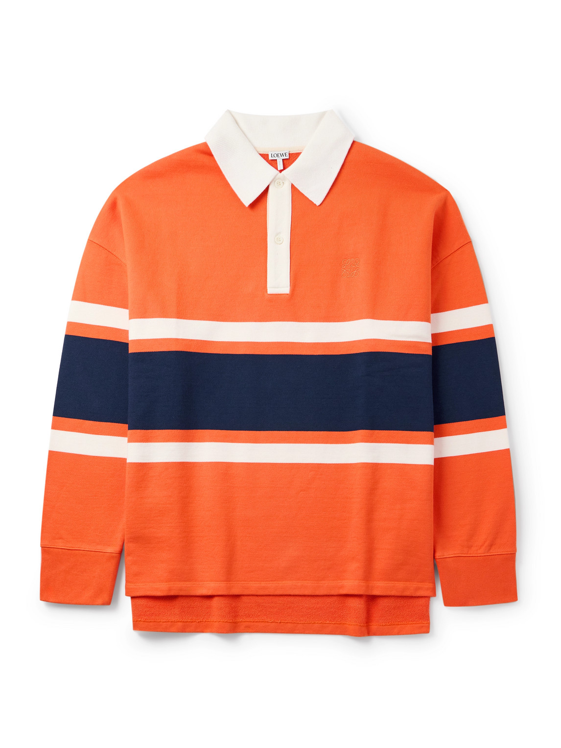 Loewe Embroidered Anagram Long-sleeved Polo T-shirt In Multi