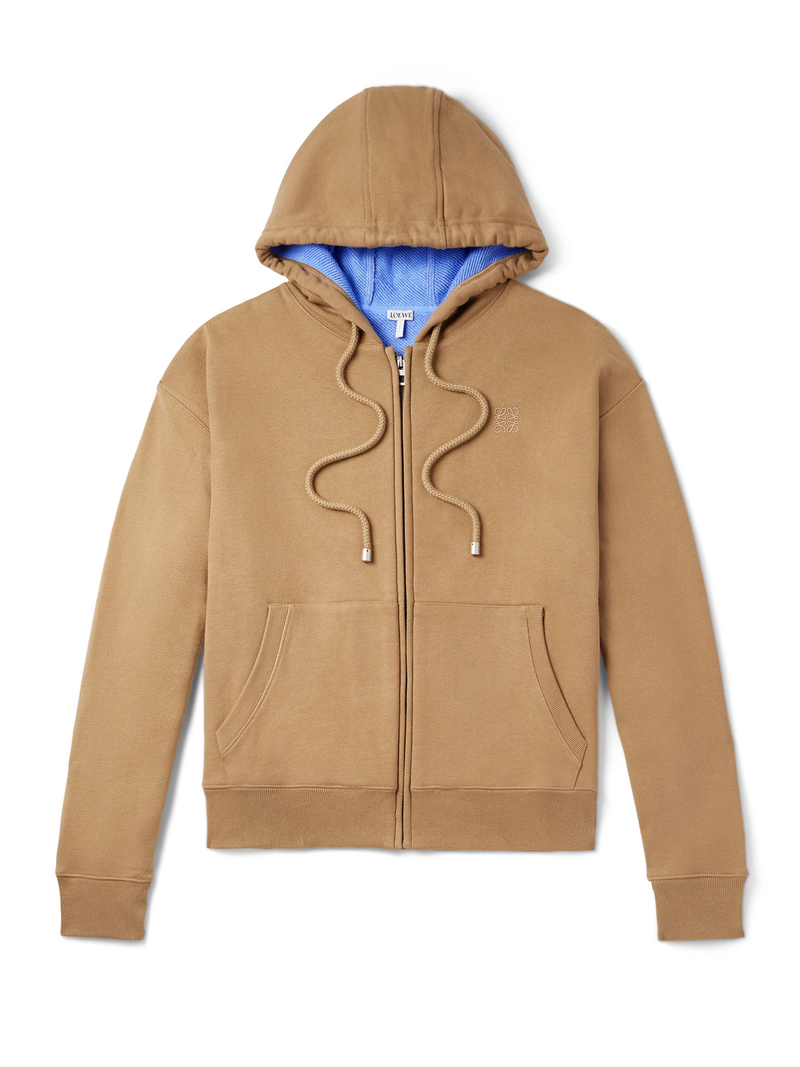 Loewe Logo-embroidered Cotton-jersey Hoodie In Brown