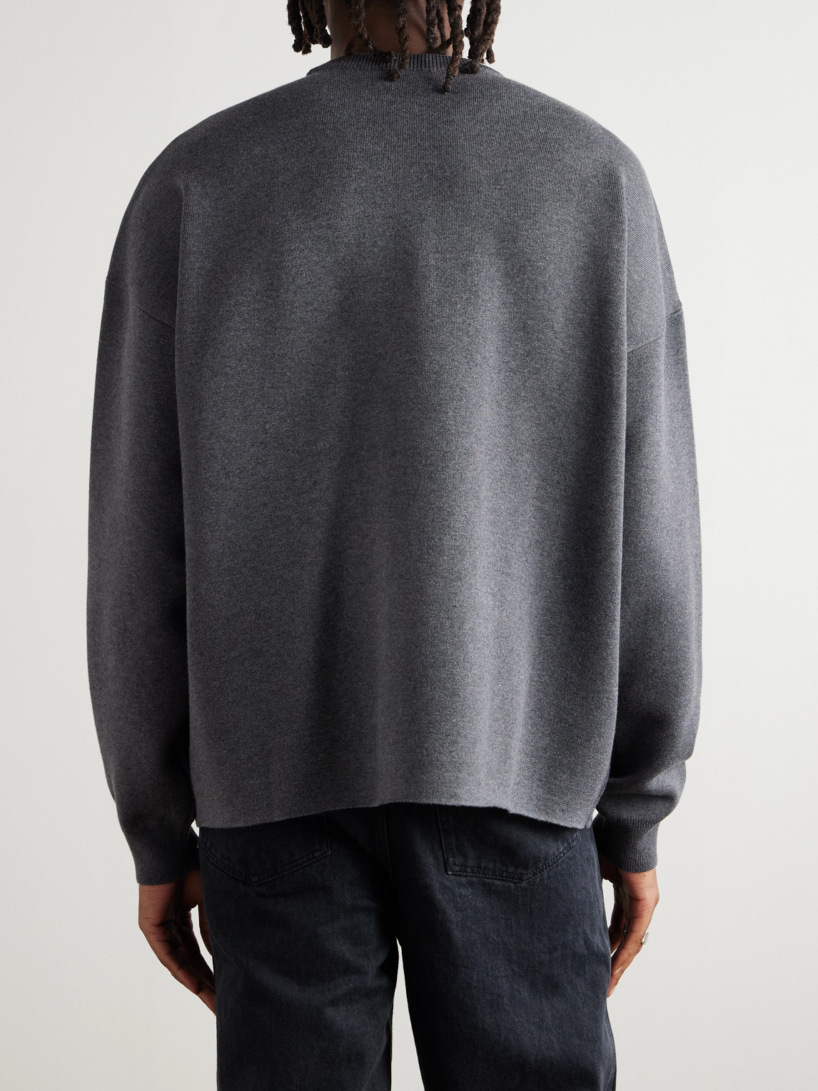 Loewe Anagram Cotton Blend Sweater With Pocket In Gray