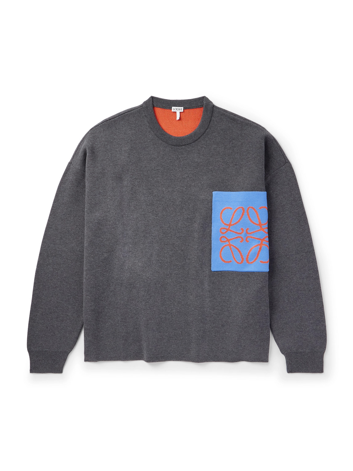 Loewe Anagram Logo-jacquard Knitted Sweater In Gray
