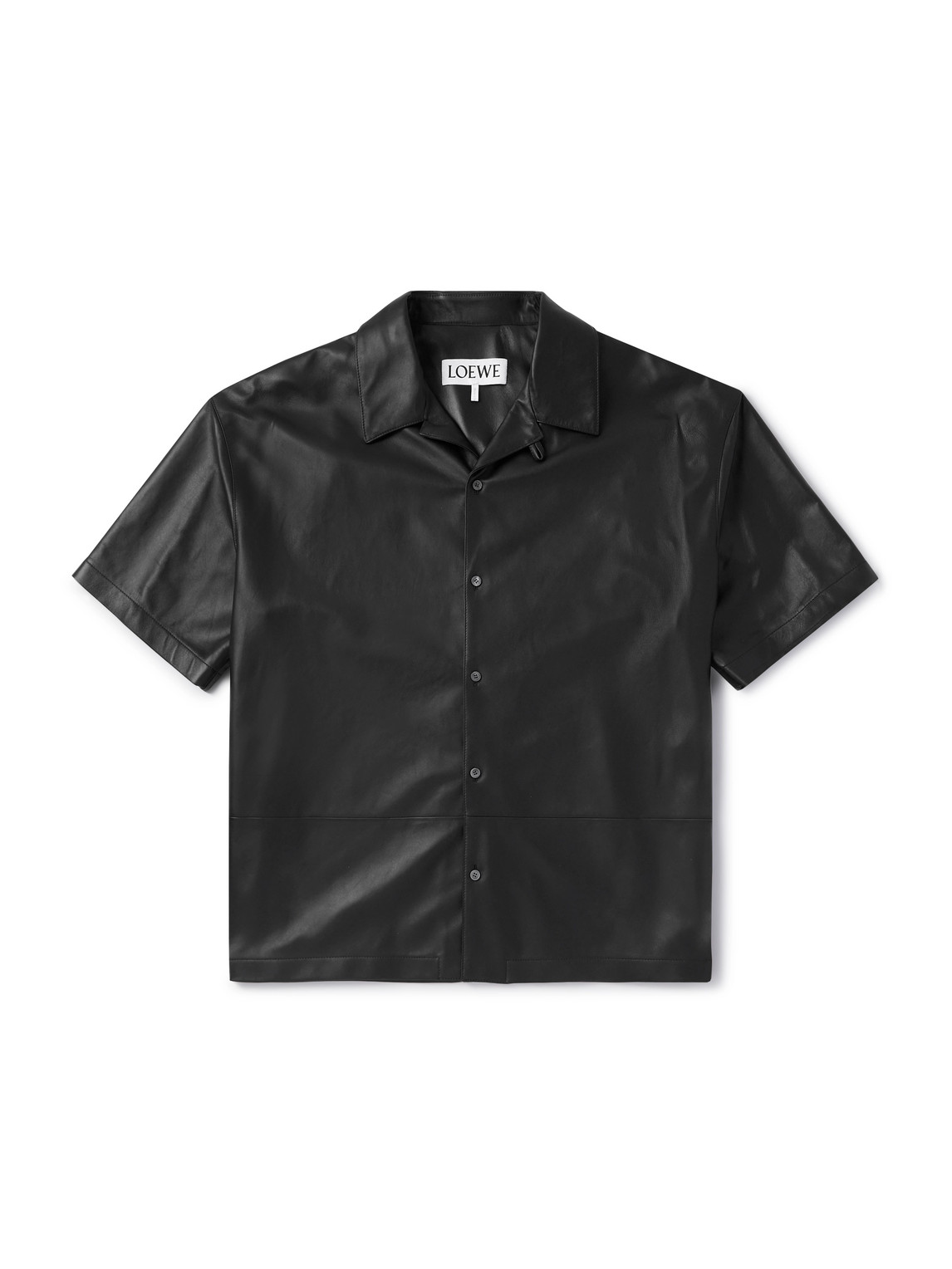 Convertible-Collar Panelled Leather Shirt