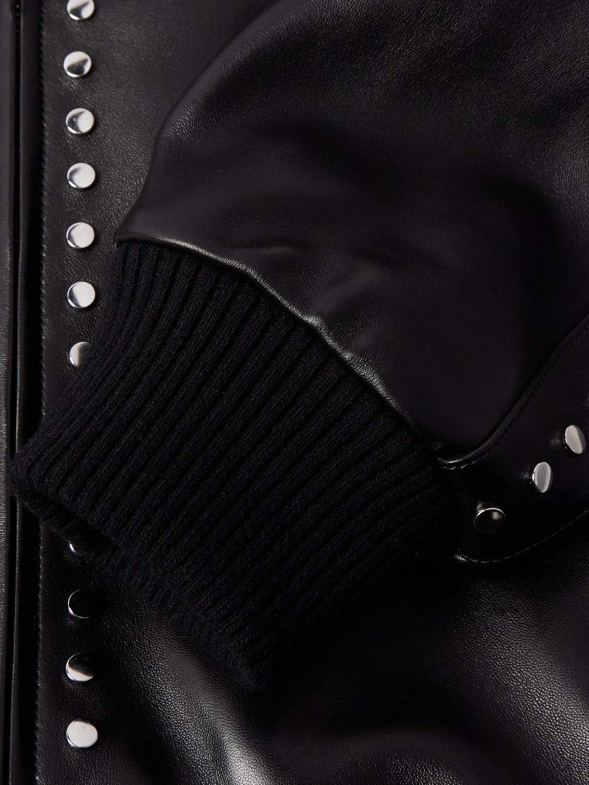 Loewe Studded Leather Bomber Jacket In Black