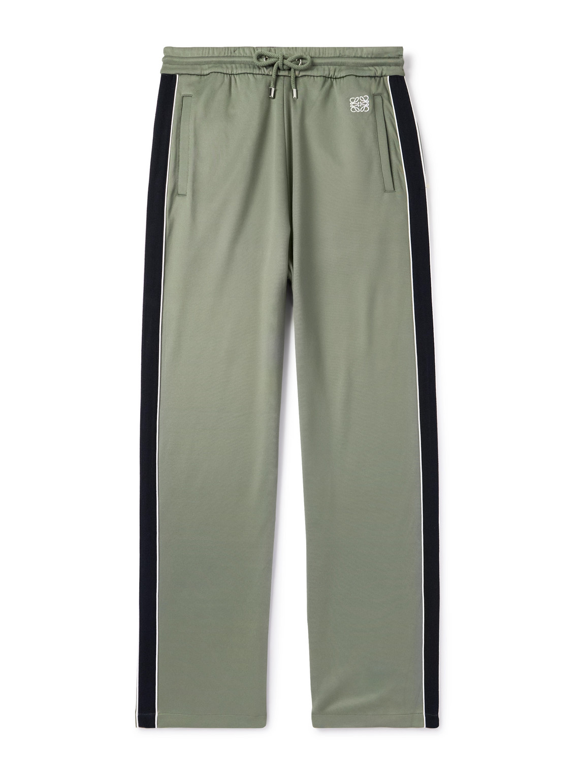 Straight-Leg Logo-Embroidered Herringbone-Striped Tech-Jersey Track Pants