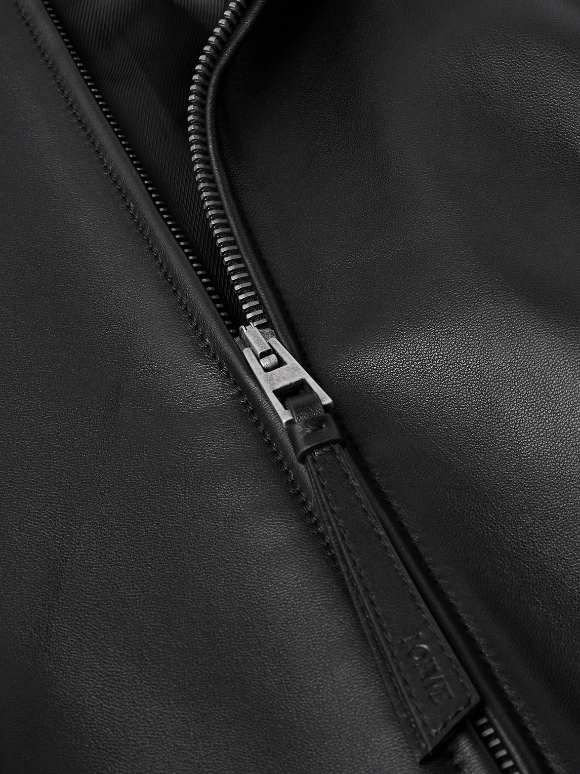 Loewe Leather Hooded Bomber Jacket In Black