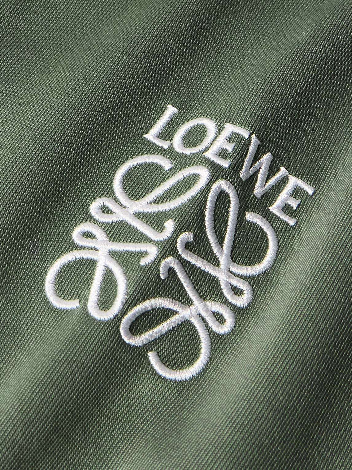 Loewe Twill-trimmed Logo-embroidered Tech-jersey Track Jacket In Green