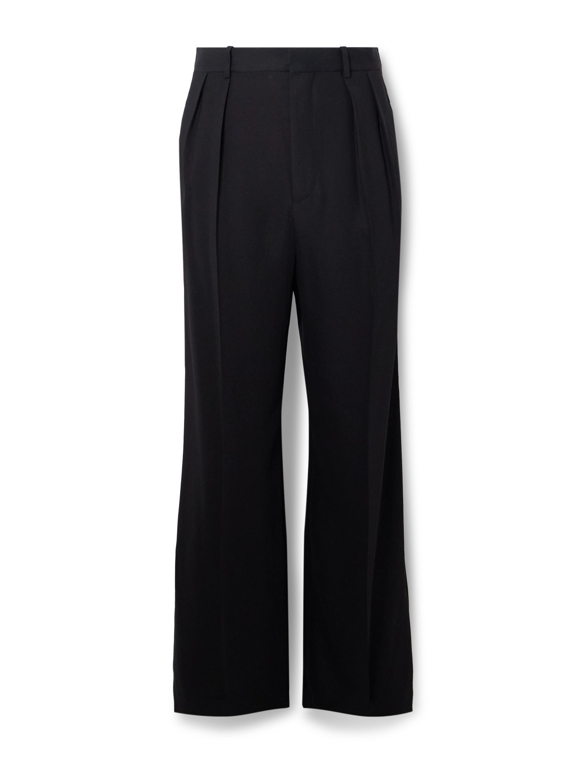 Loewe Wide-leg Pleated Woven Trousers In Black