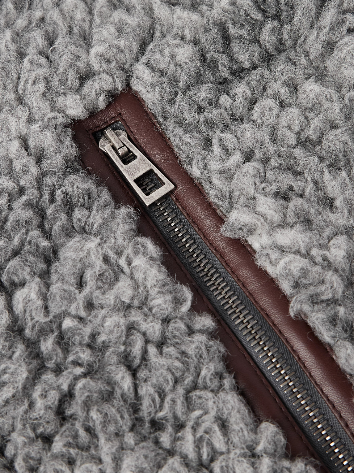 Loewe Leather-trimmed Printed Fleece Gilet In Gray