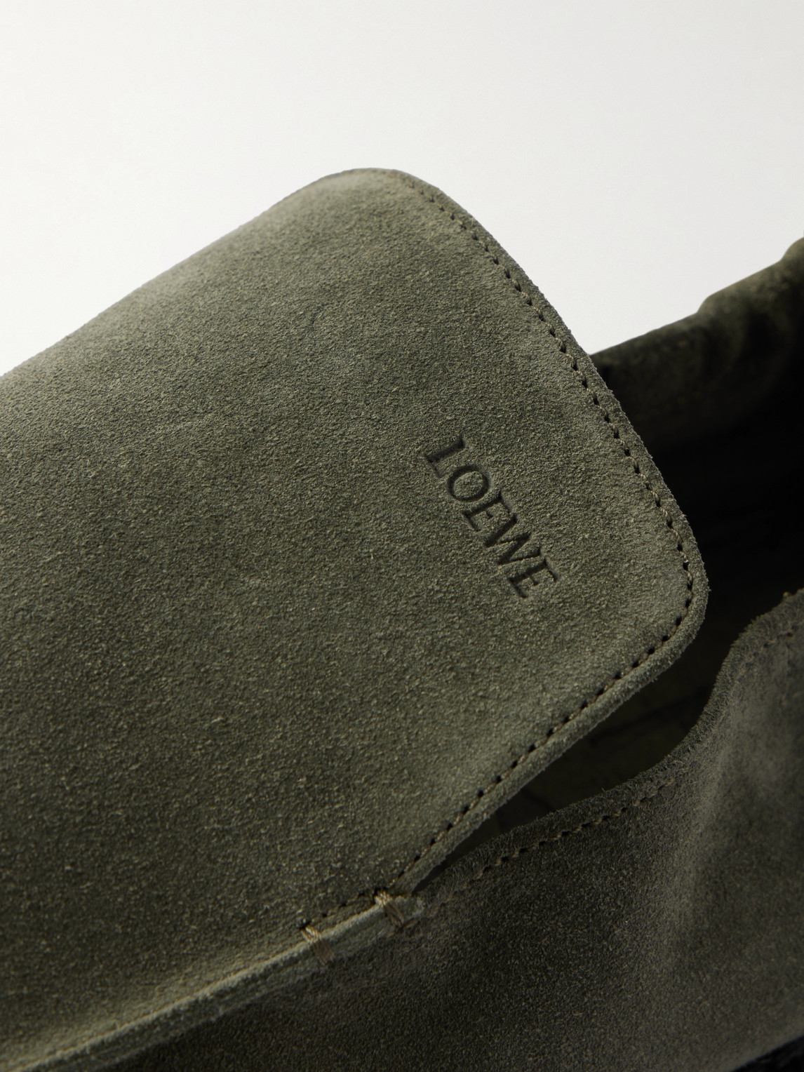 Loewe Flex Suede Loafers In Green