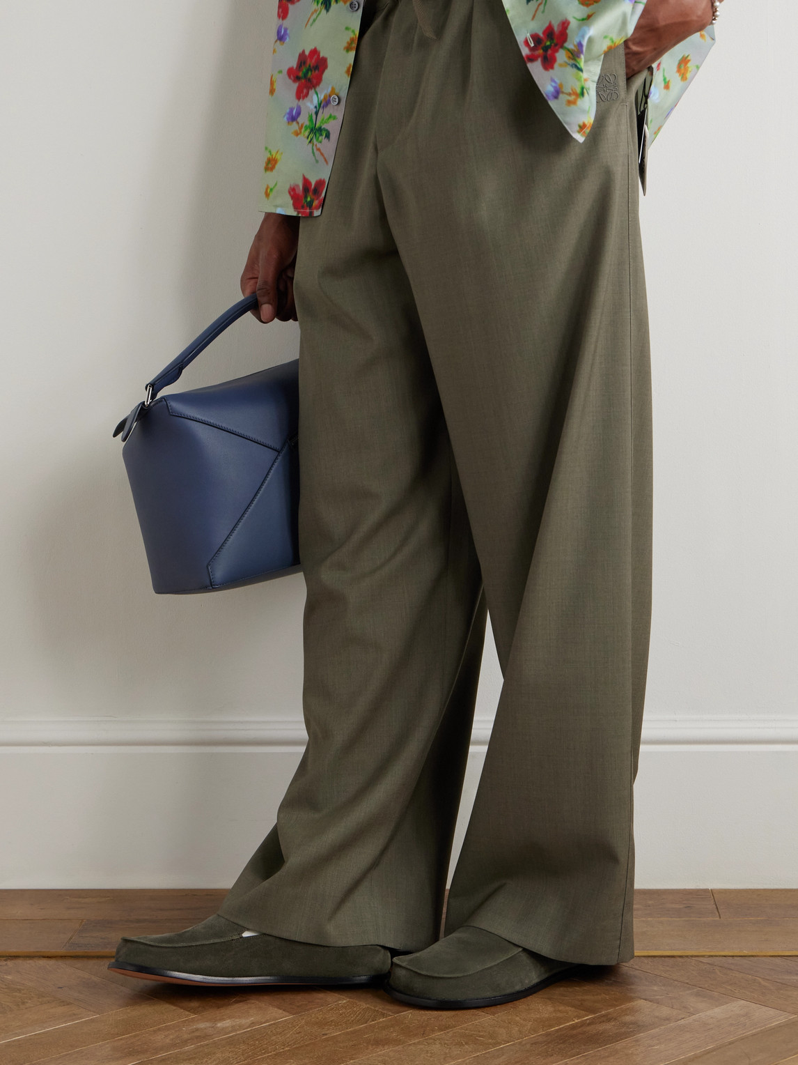 Loewe Flex Suede Loafers In Green