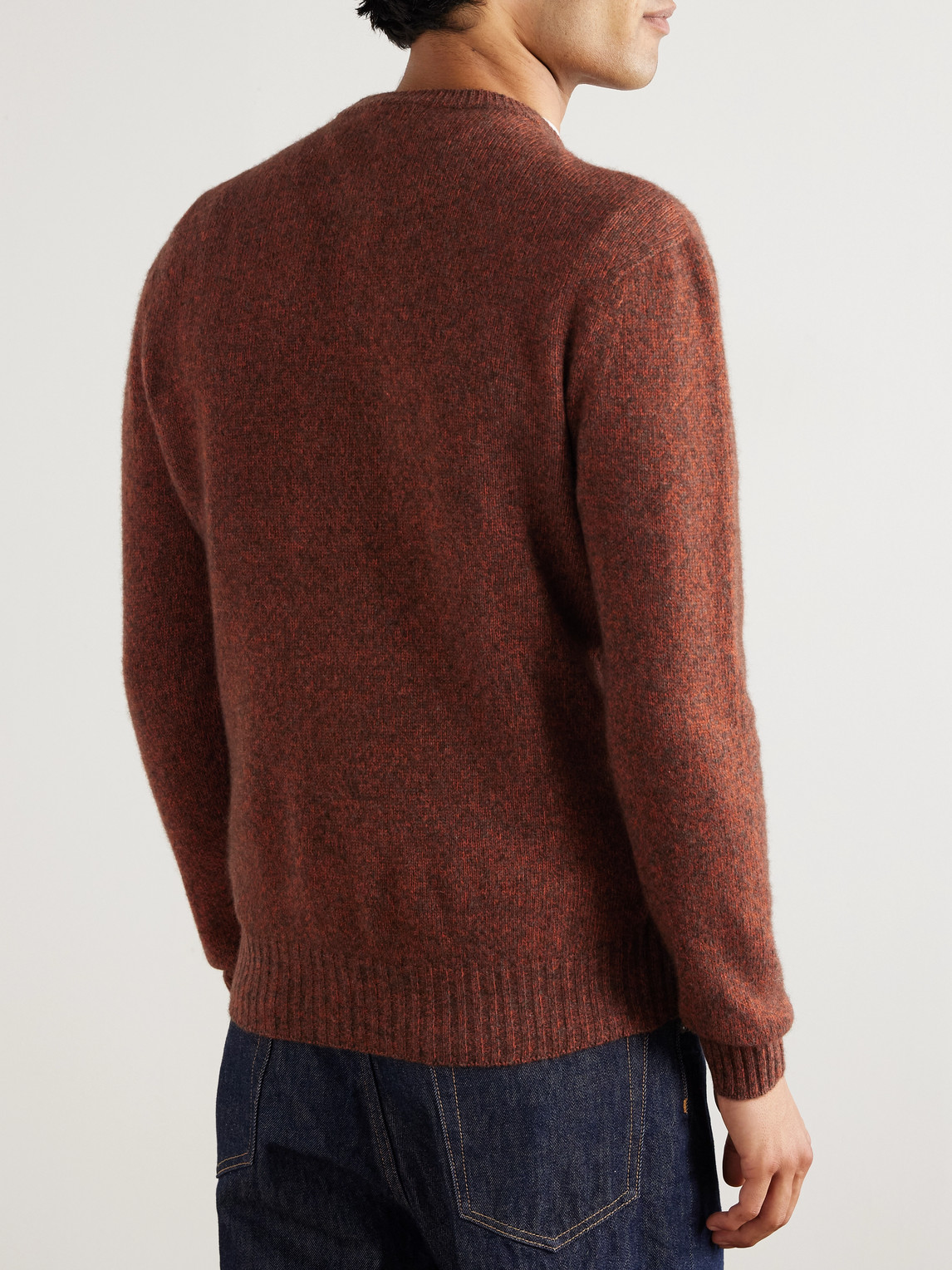 Altea Crew-neck Virgin Wool Blend Jumper In Brown