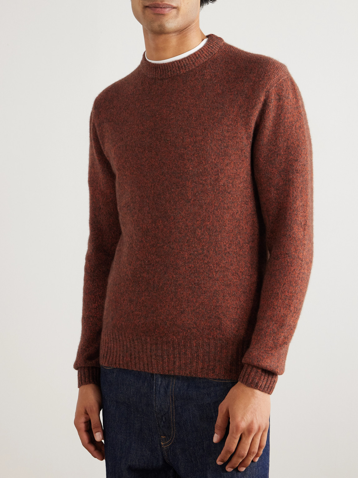 Altea Crew-neck Virgin Wool Blend Jumper In Brown