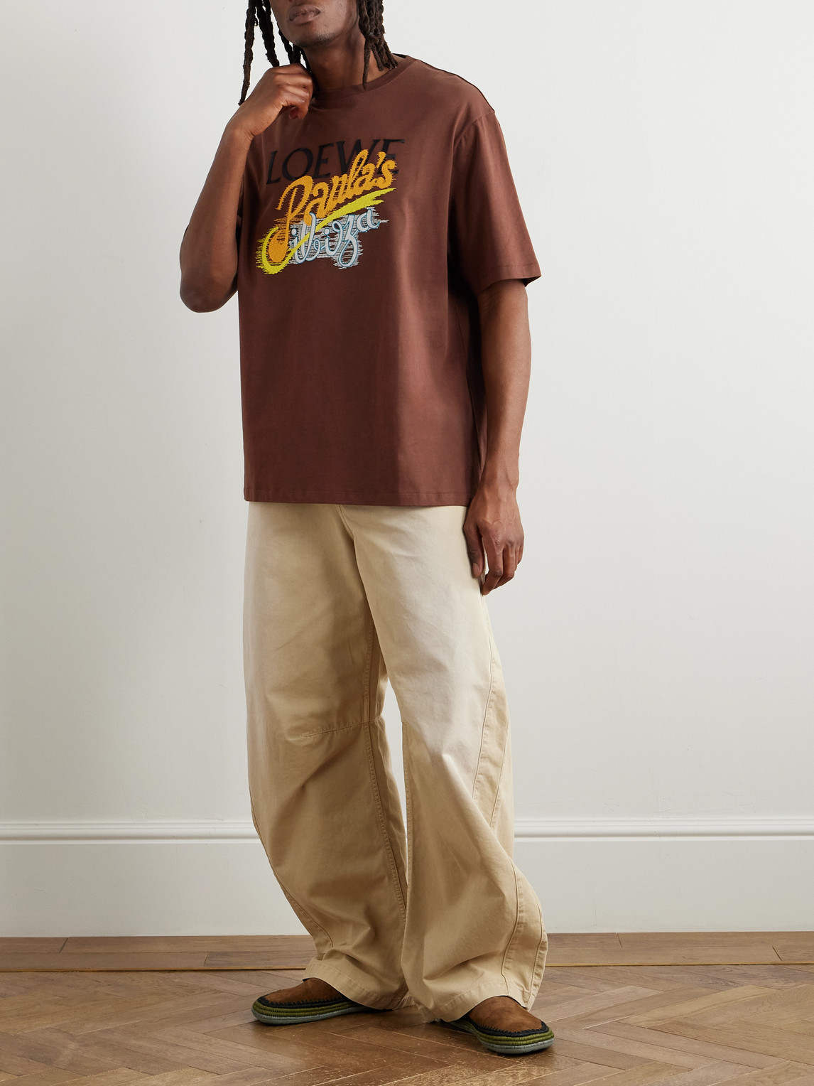 Loewe Logo Cotton T-shirt In Brown