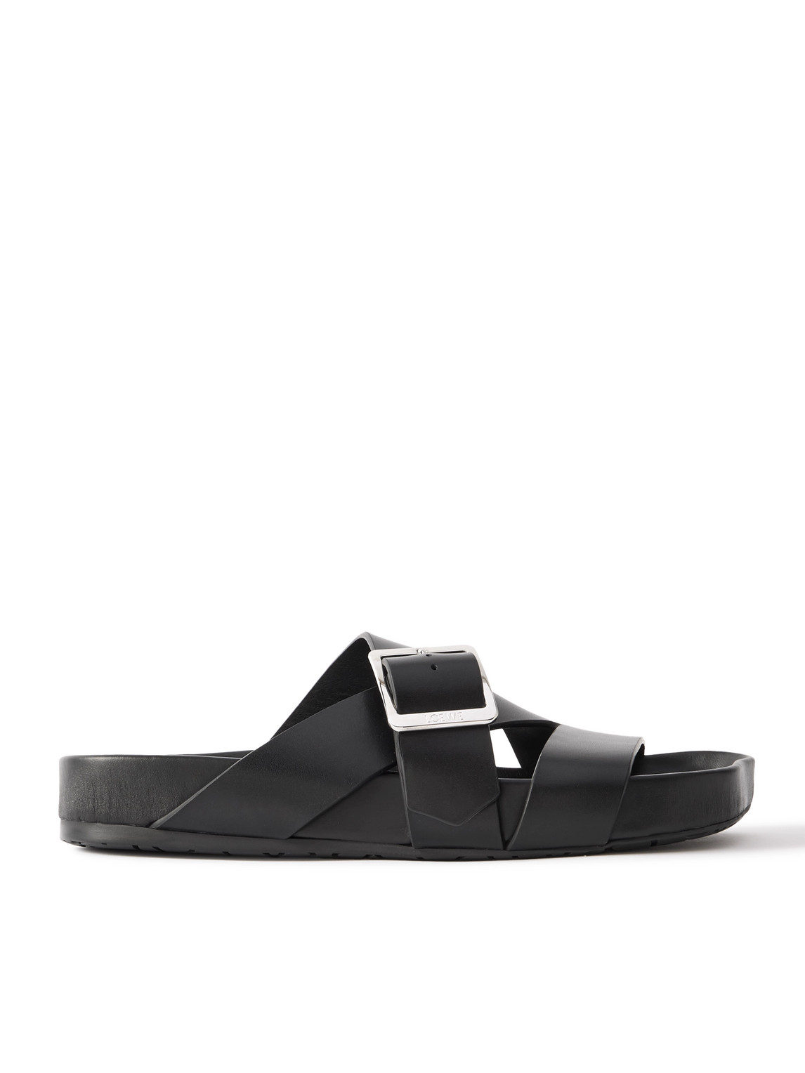 Loewe Paula's Ibiza Ease Buckled Leather Slides In Black