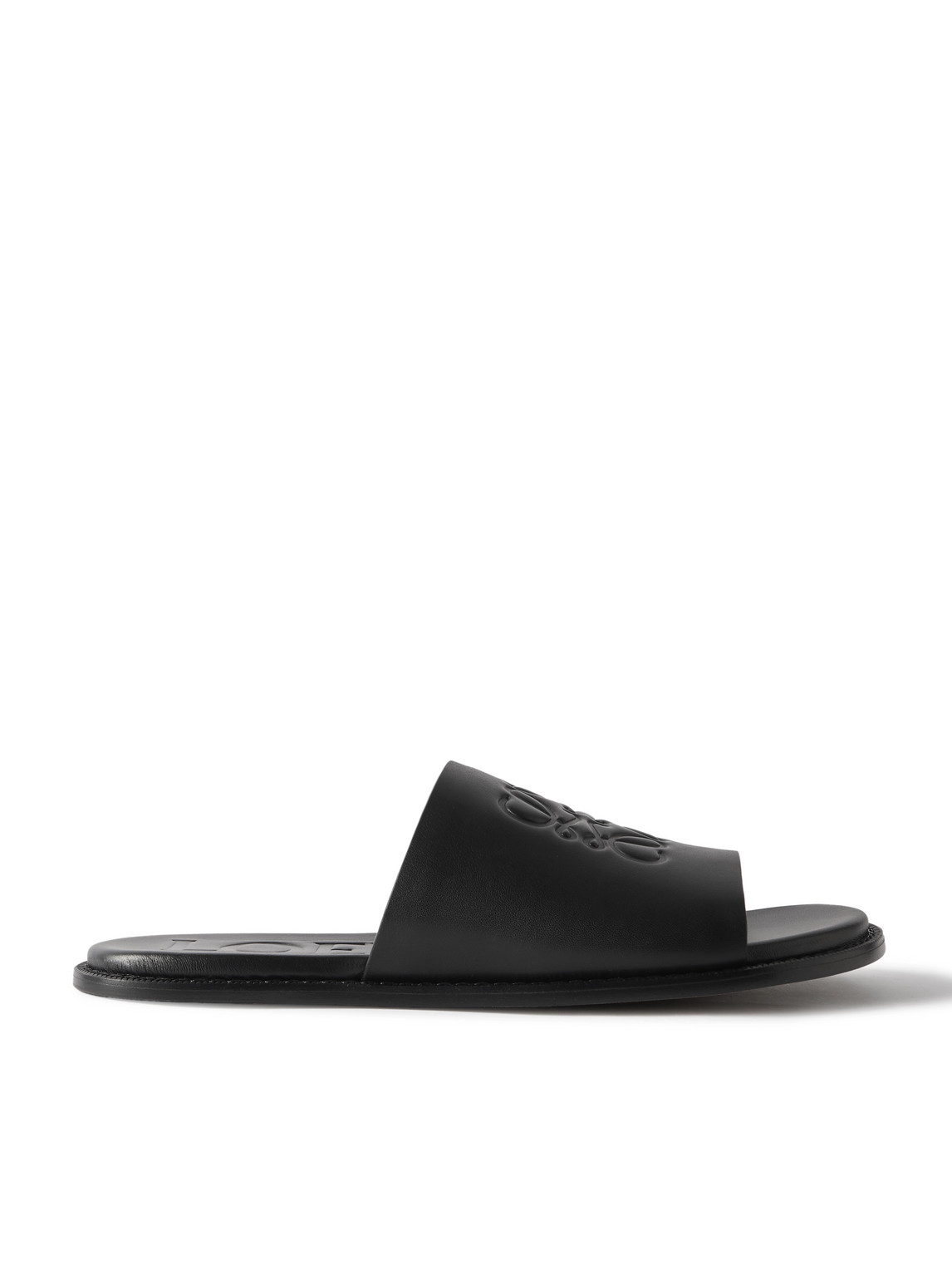 Loewe Paula's Ibiza Logo-debossed Leather Slides In Black
