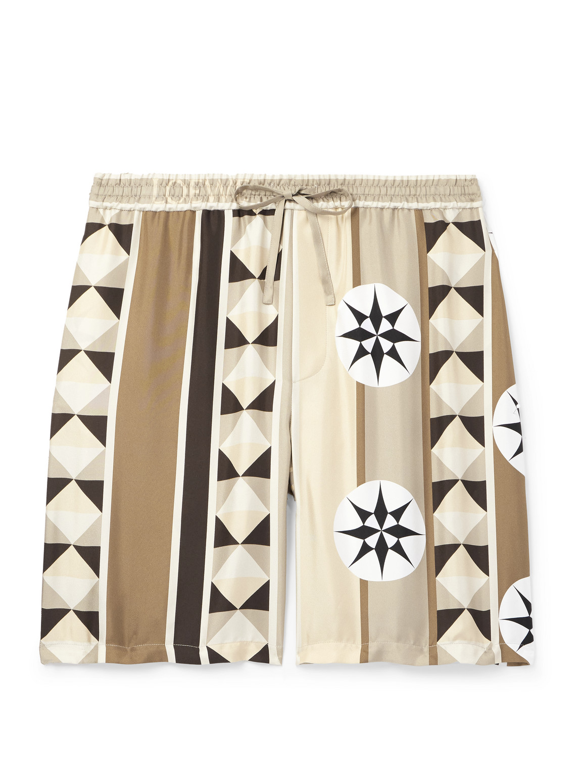 Paula's Ibiza Straight-Leg Printed Silk Drawstring Shorts