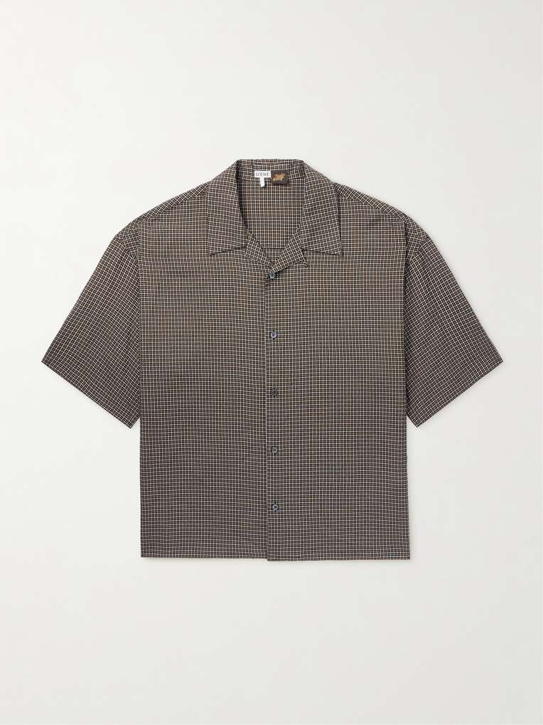 Loewe — + Paula's Ibiza Convertible-Collar Checked Linen-Blend Shirt