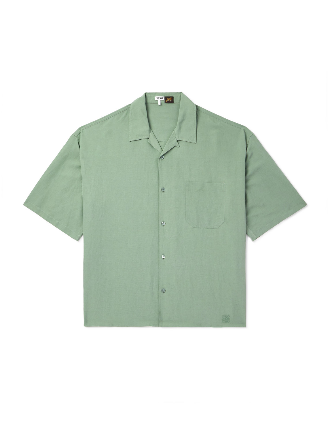 Loewe Paula's Ibiza Oversized Convertible-collar Logo-embroidered Woven Shirt In Green