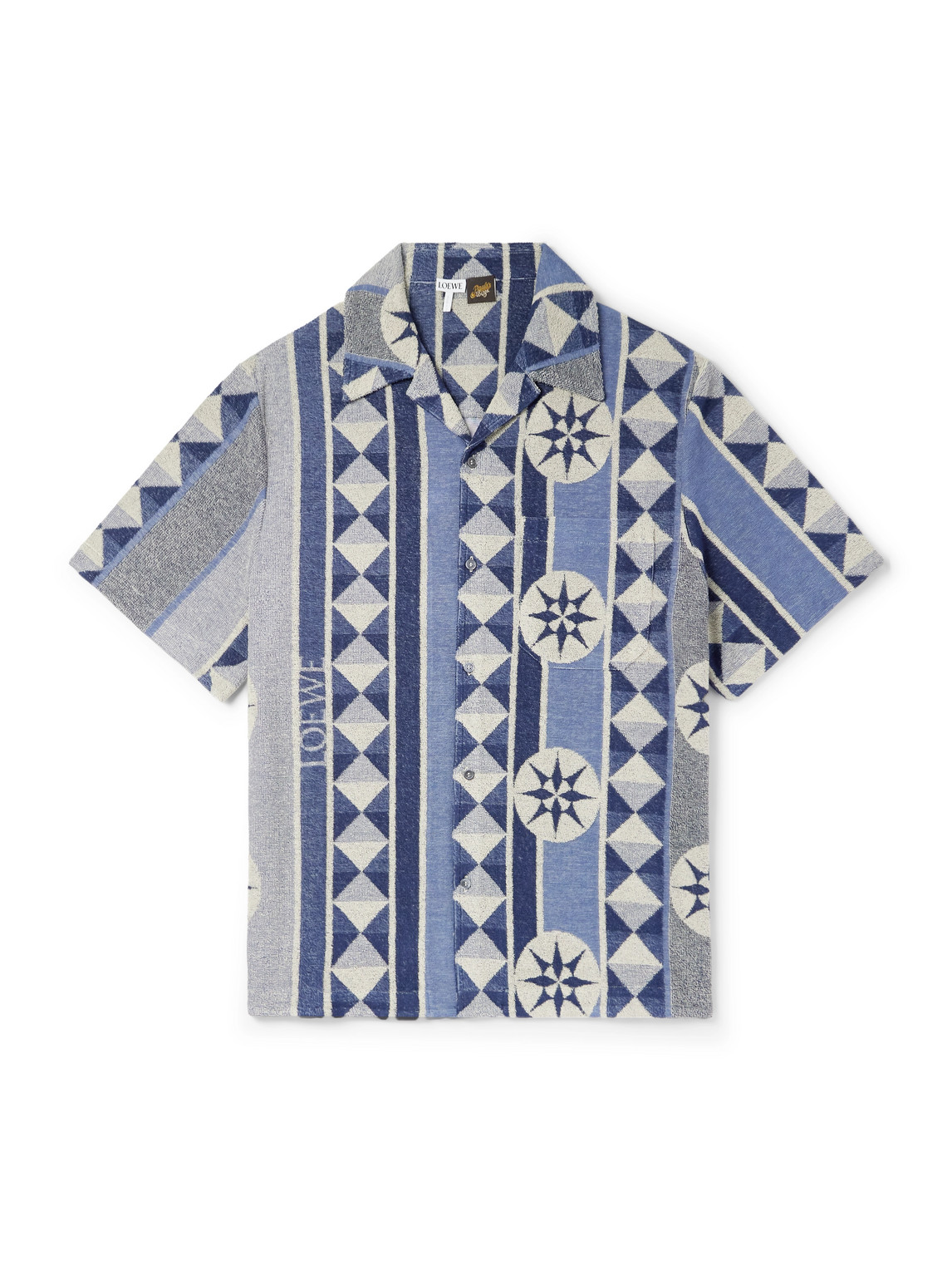 Paula's Ibiza Camp-Collar Jacquard-Knit Cotton-Blend Terry Shirt