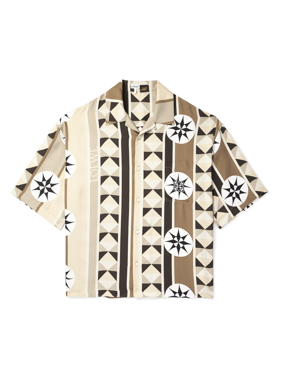 Loewe Paula's Ibiza Oversized Camp-collar Printed Silk-twill Shirt In Neutrals