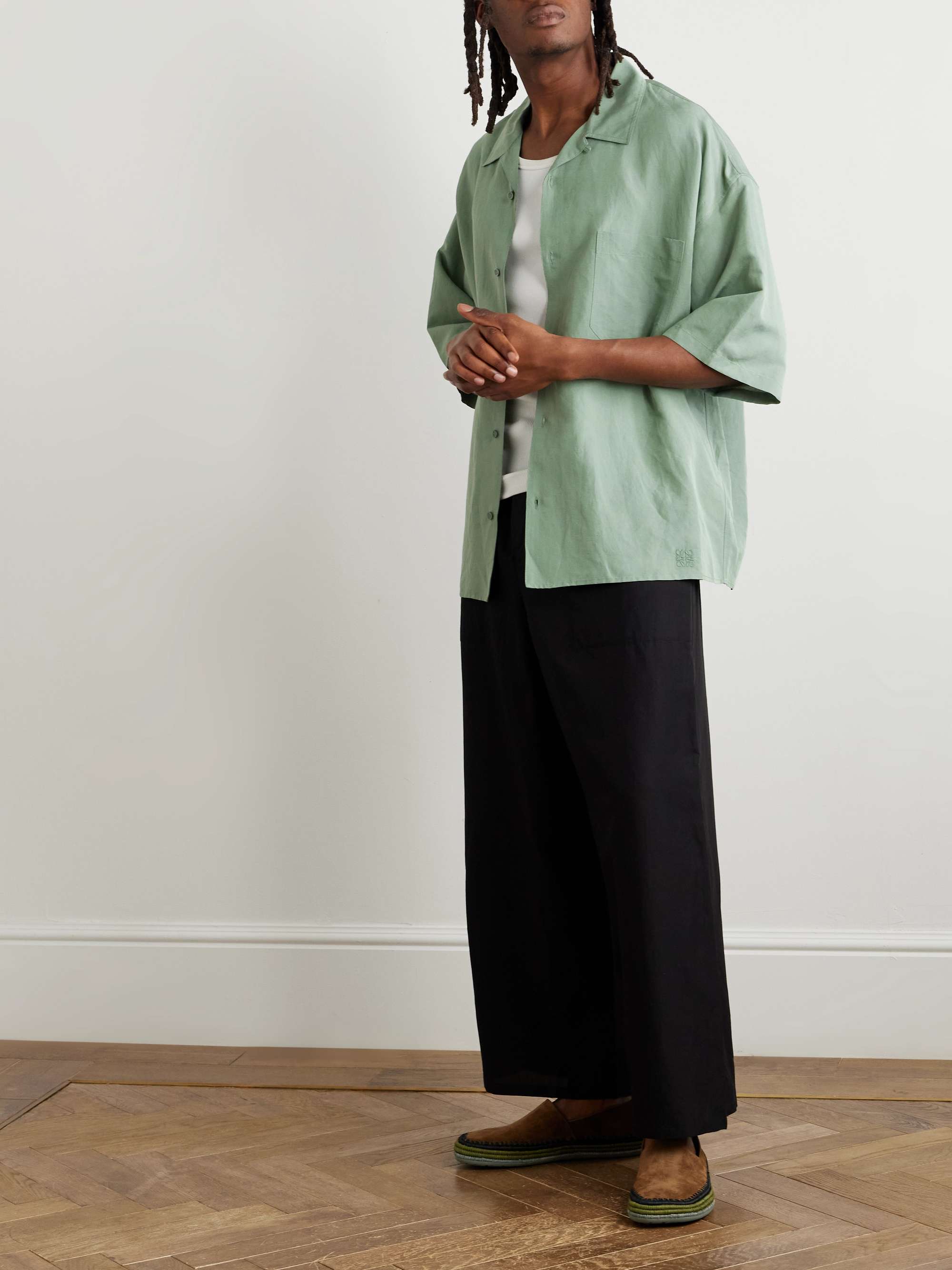 LOEWE + Paula's Ibiza Wide-Leg Cropped Woven Drawstring LOEWE + Paula's Ibiza Wide-Leg Cropped Woven Drawstring