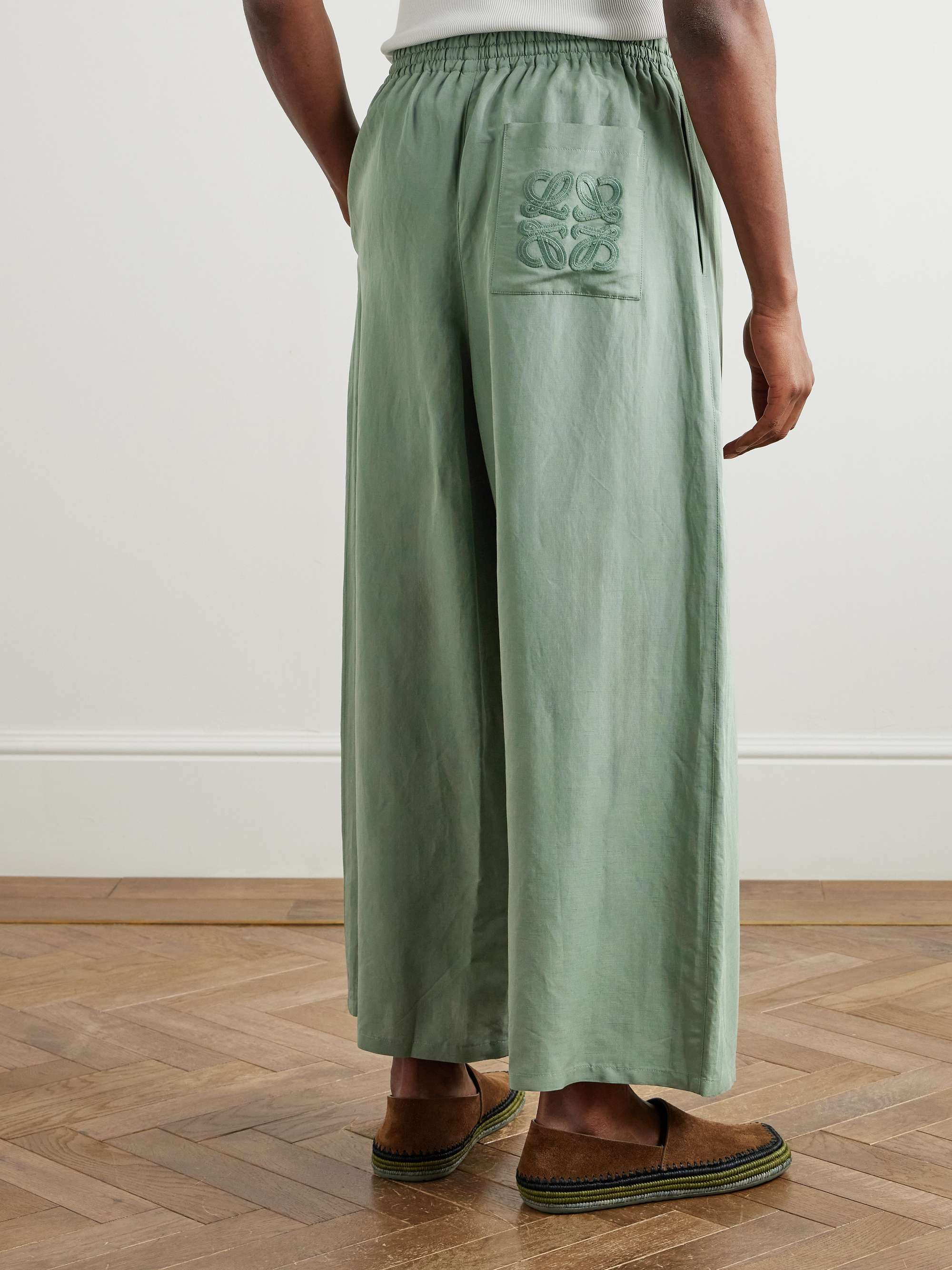 LOEWE + Paula's Ibiza Wide-Leg Cropped Woven Drawstring