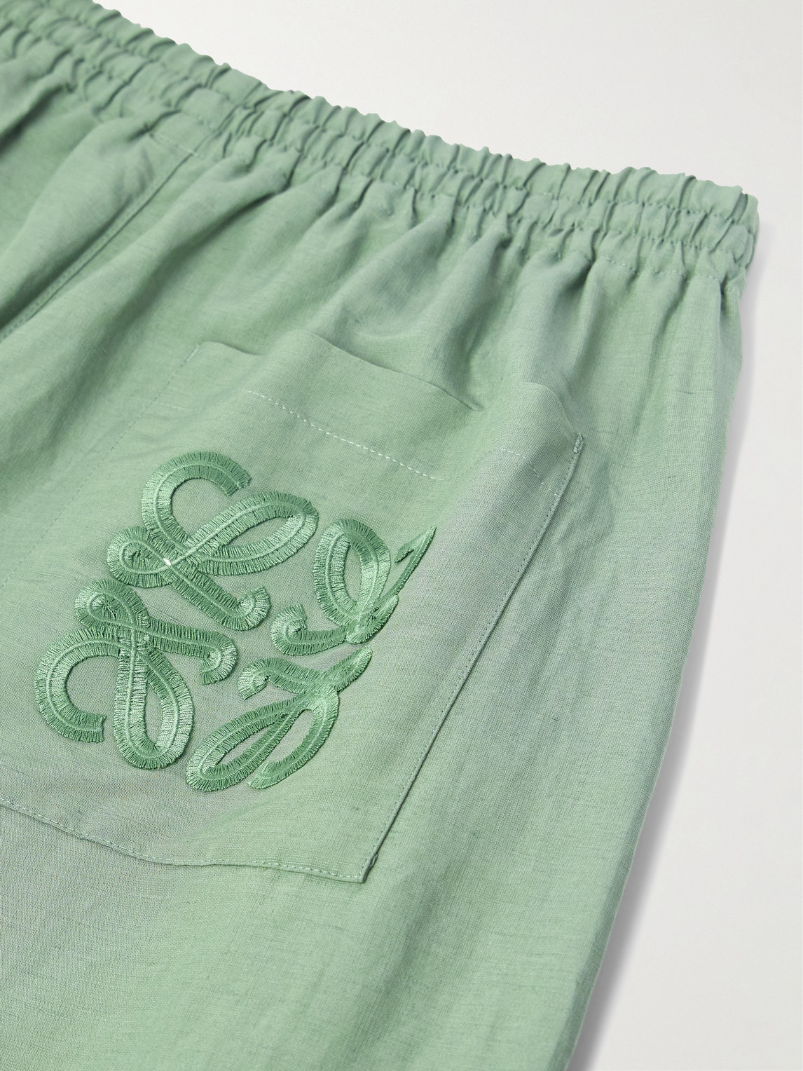 Loewe Paula's Ibiza Wide-leg Cropped Woven Drawstring Trousers In Green