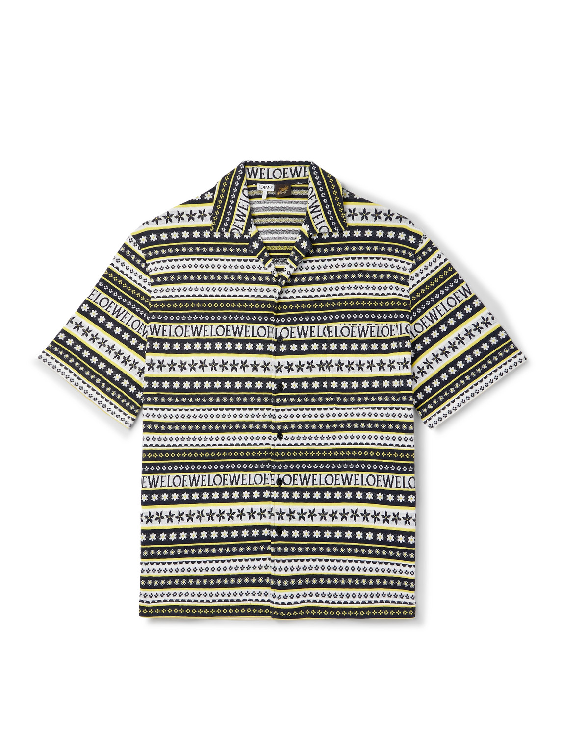 Loewe Paula's Ibiza Camp-collar Jacquard-knitted Cotton Shirt In Yellow
