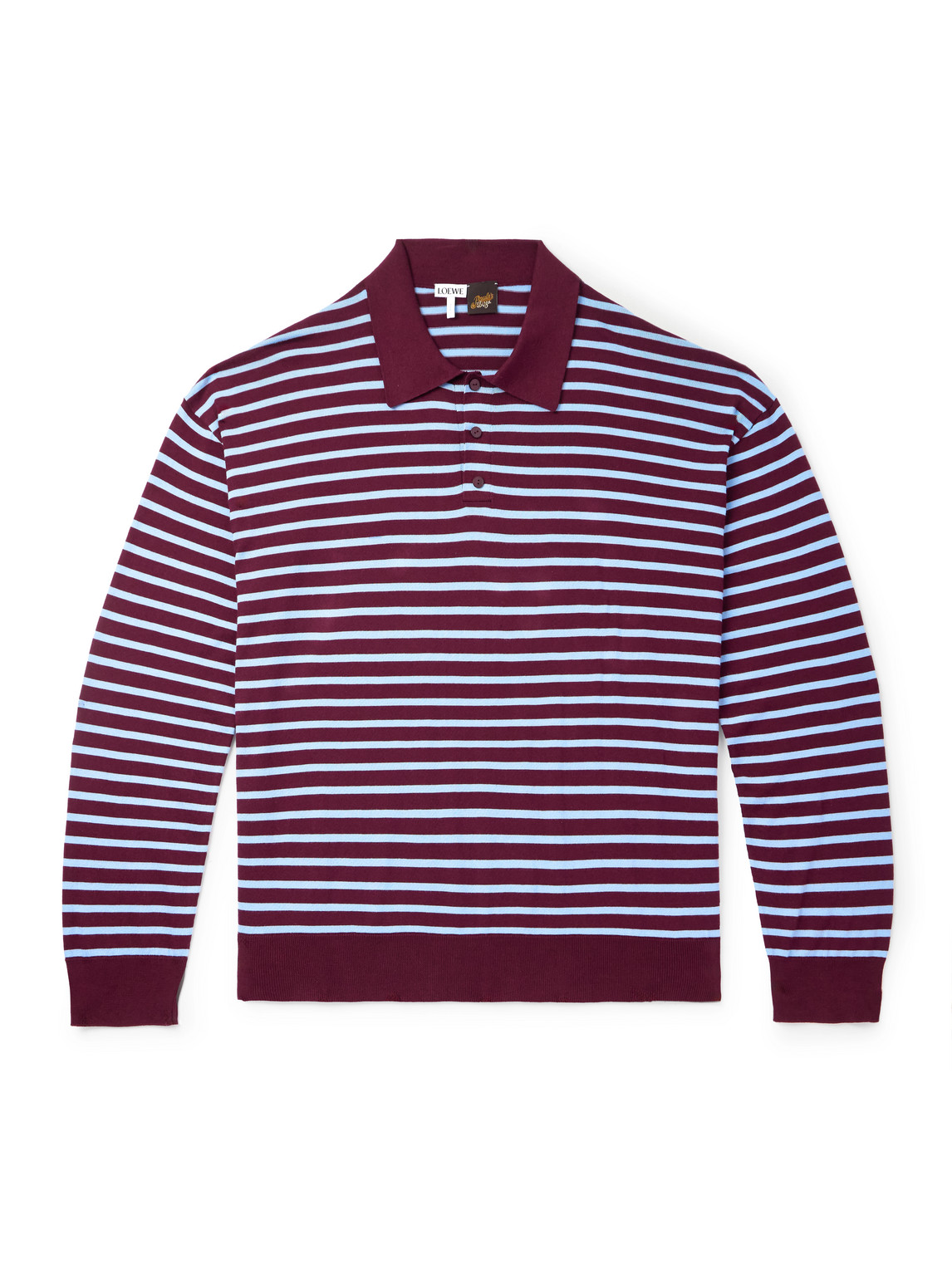 Loewe Paula's Ibiza Striped Cotton-blend Polo Shirt In Burgundy