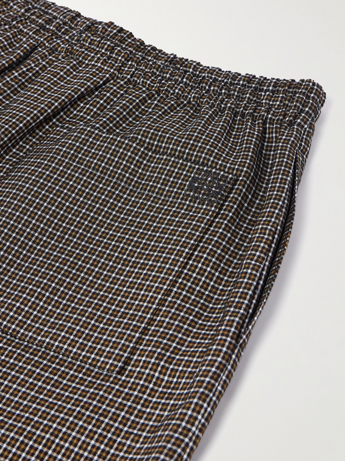 Loewe Paula's Ibiza Wide-leg Checked Gauze Drawstring Shorts In Gray