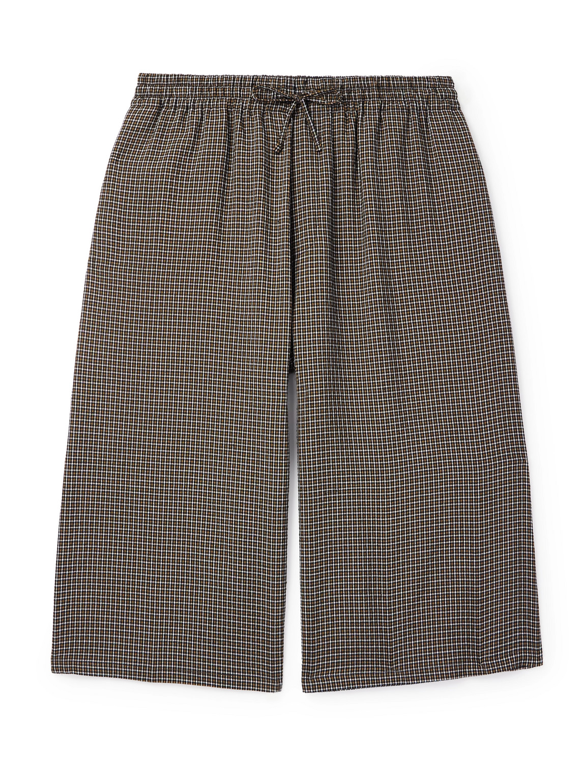 Loewe Paula's Ibiza Wide-leg Checked Gauze Drawstring Shorts In Gray