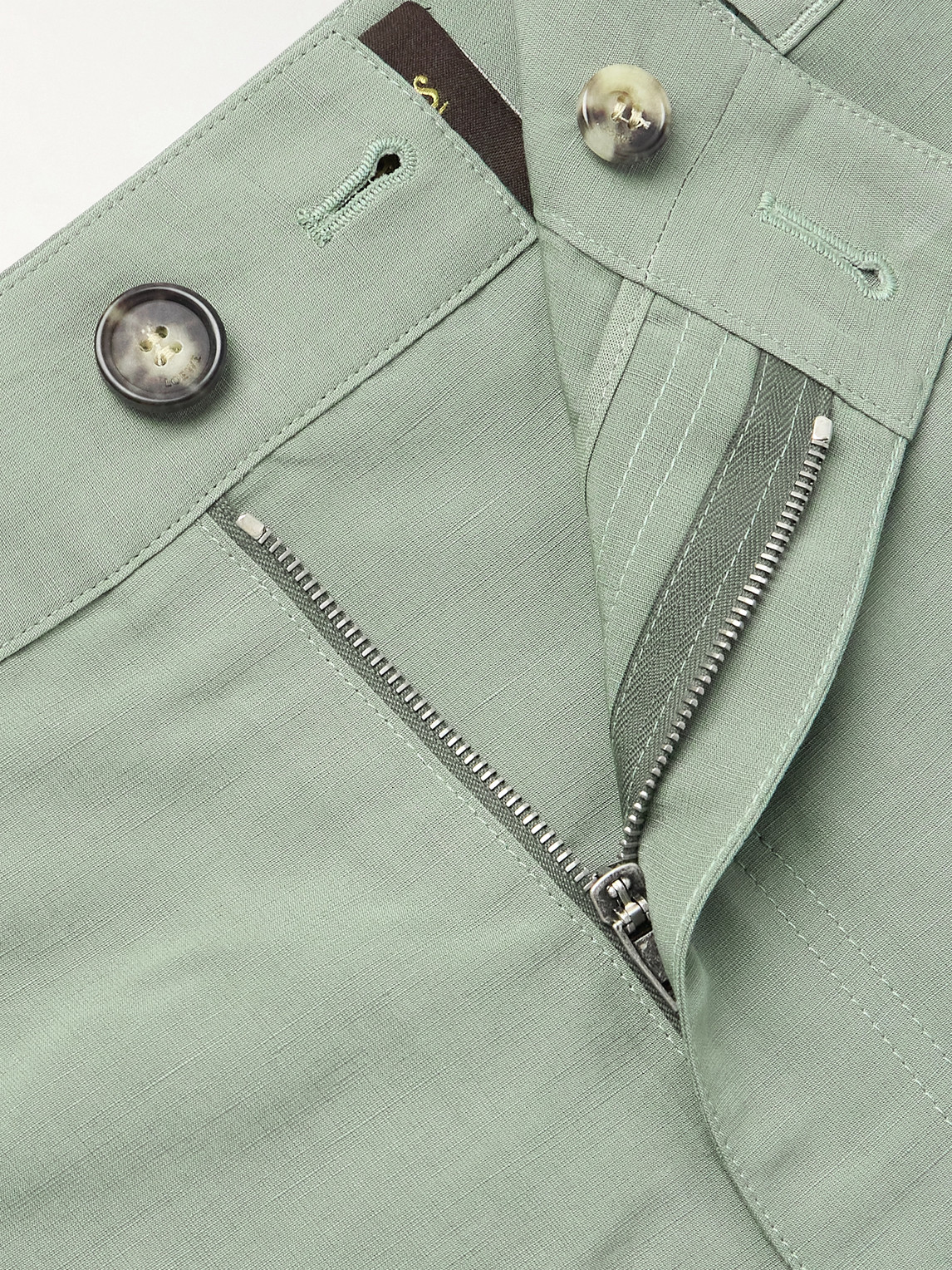 Loewe Sage Green Cargo Shorts In Linen Blend In Green