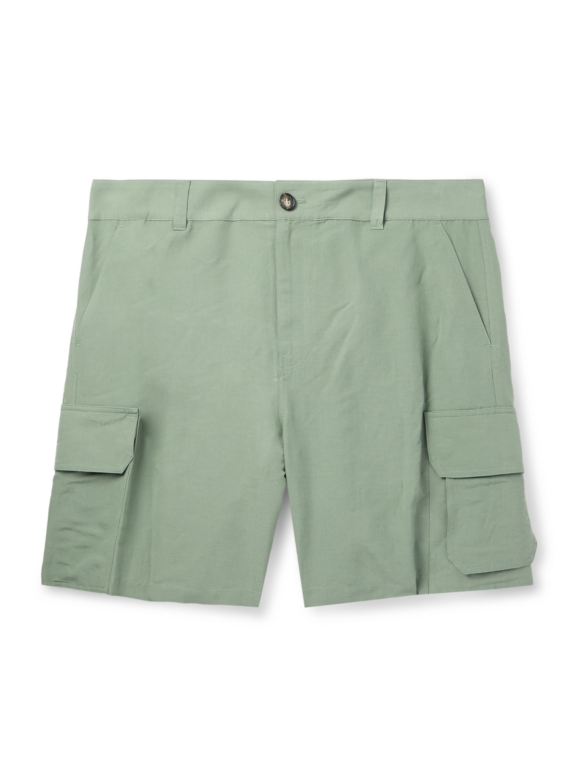 Loewe Sage Green Cargo Shorts In Linen Blend In Green