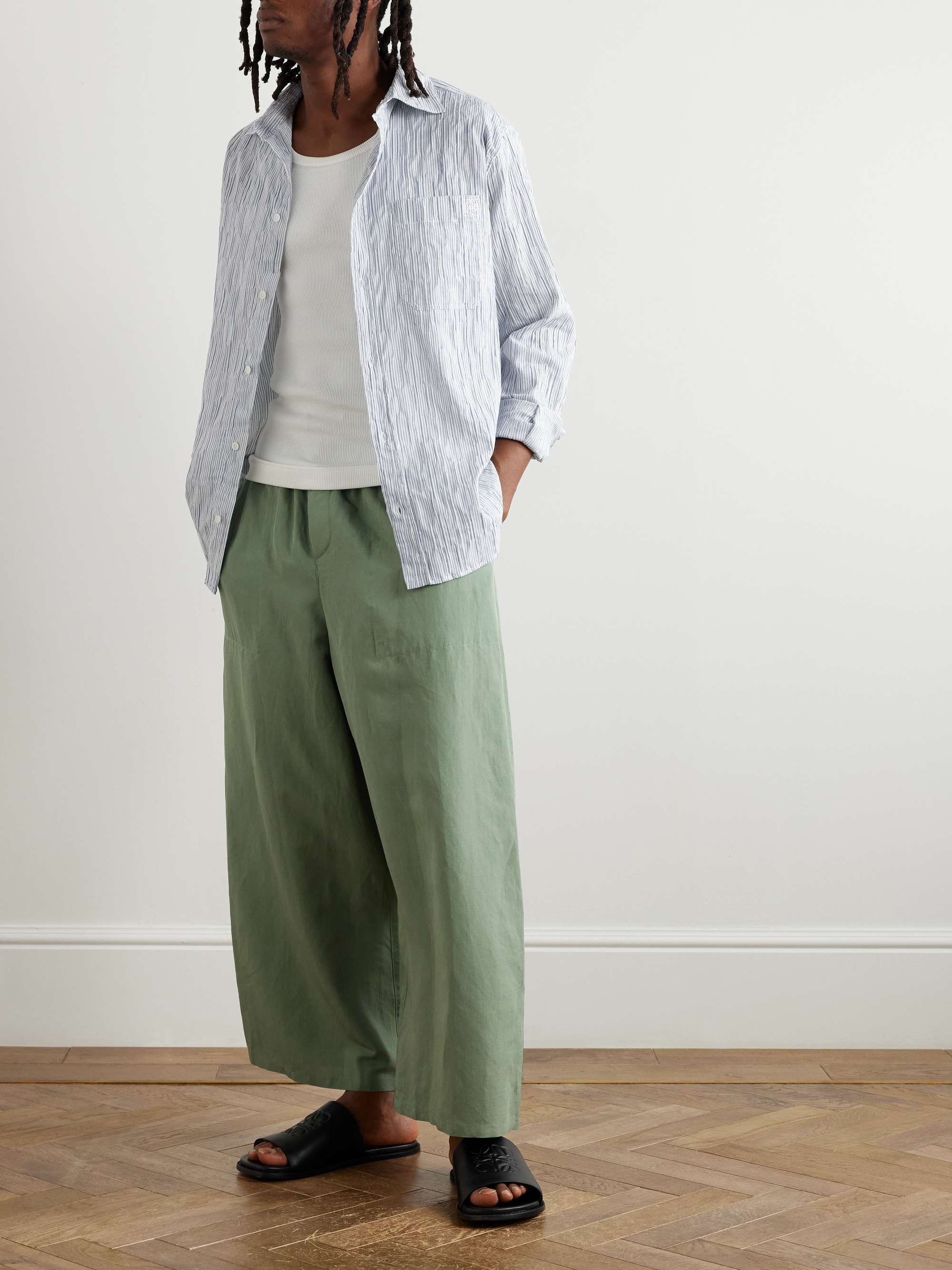 LOEWE + Paula's Ibiza Pinstriped Cotton-Blend Shirt for Men LOEWE + Paula's Ibiza Pinstriped Cotton-Blend Shirt for Men