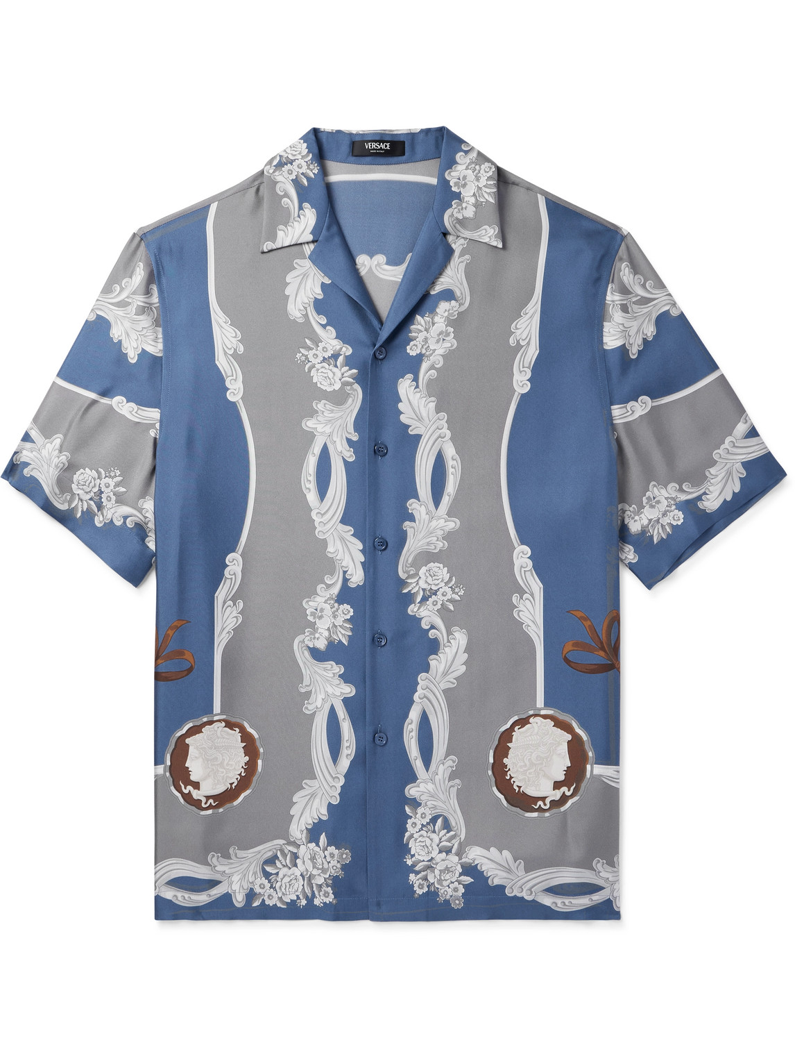Versace – Camp-Collar Printed Silk-Twill Shirt