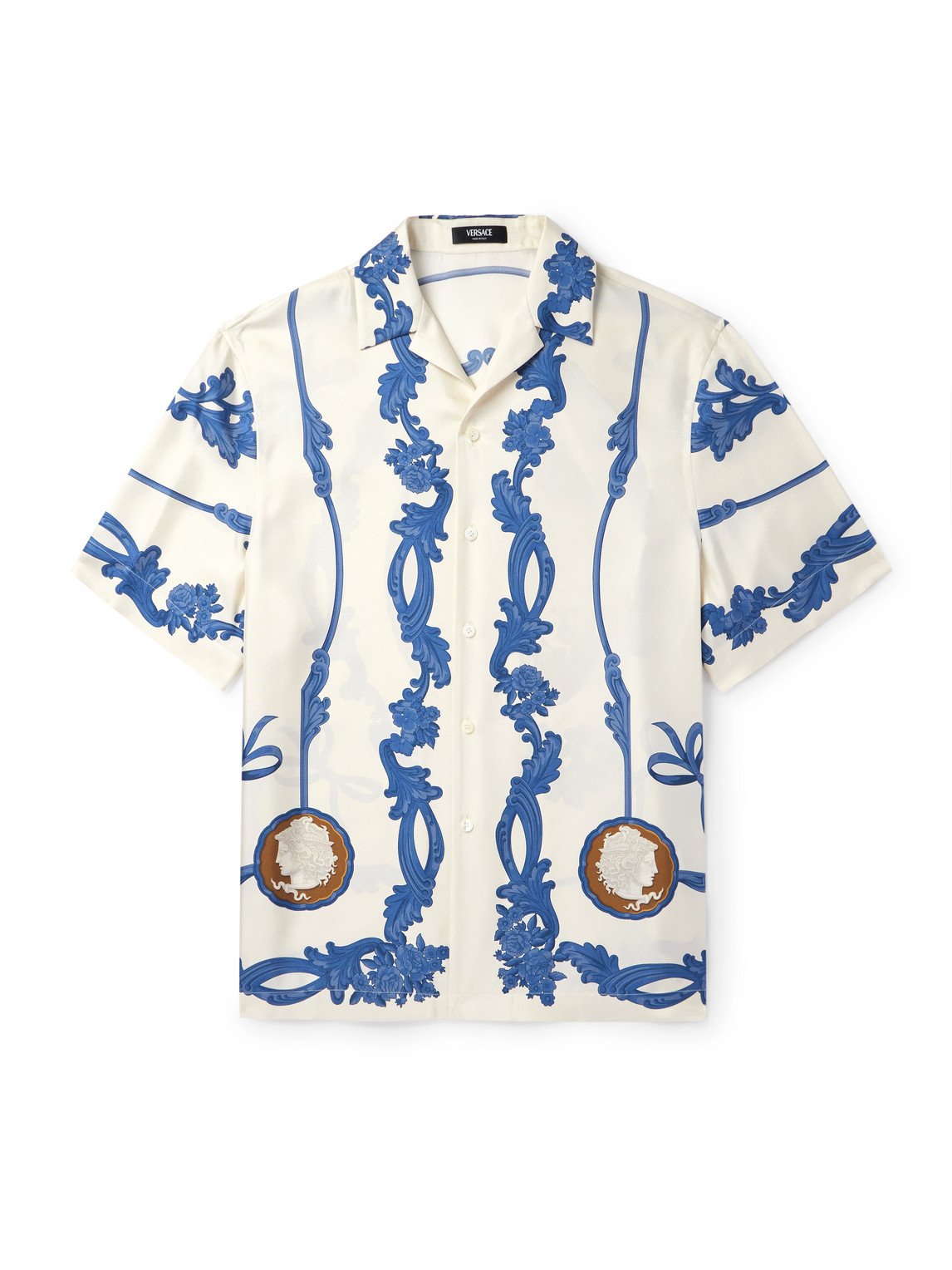 Versace – Camp-Collar Printed Silk-Twill Shirt