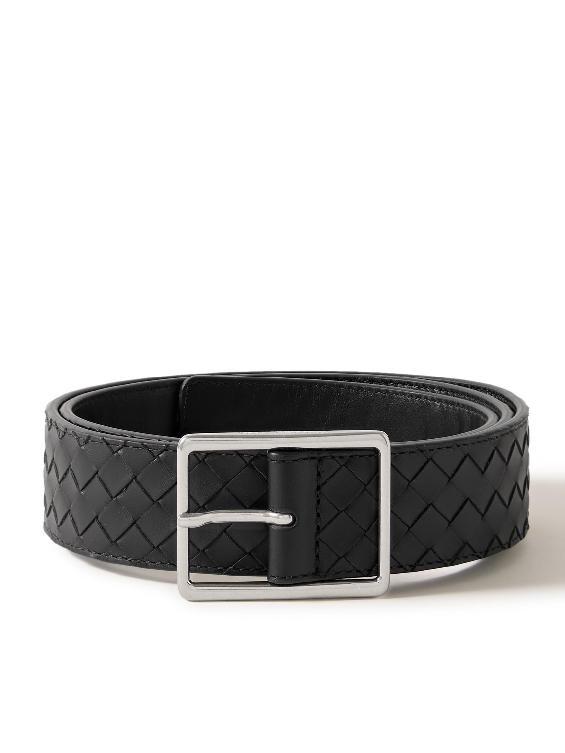 Bottega Veneta 3.5cm Intrecciato Leather Belt In Black